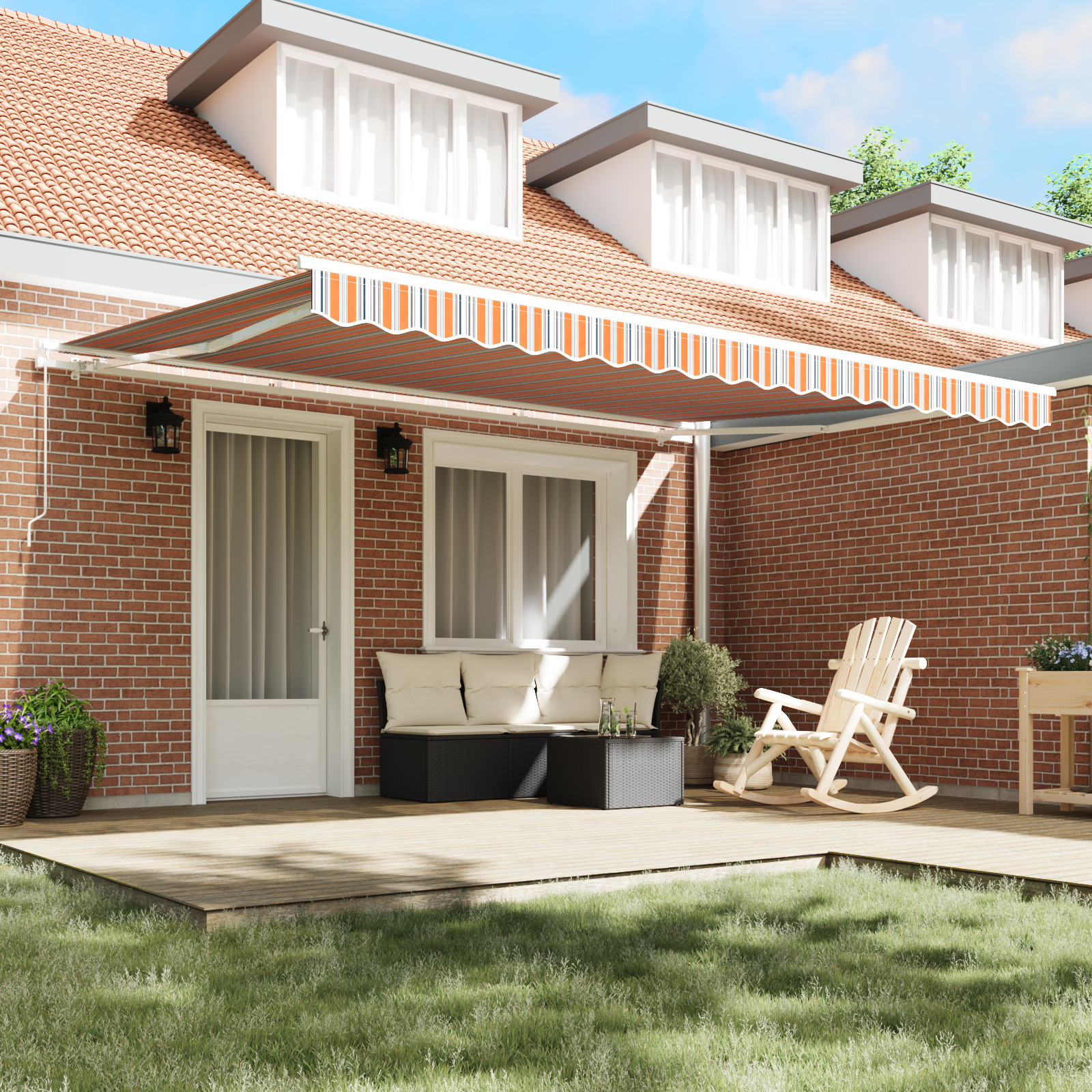 vidaXL Handmatig Uittrekbaar Ligbed Multikleur Streep 450x300 cm