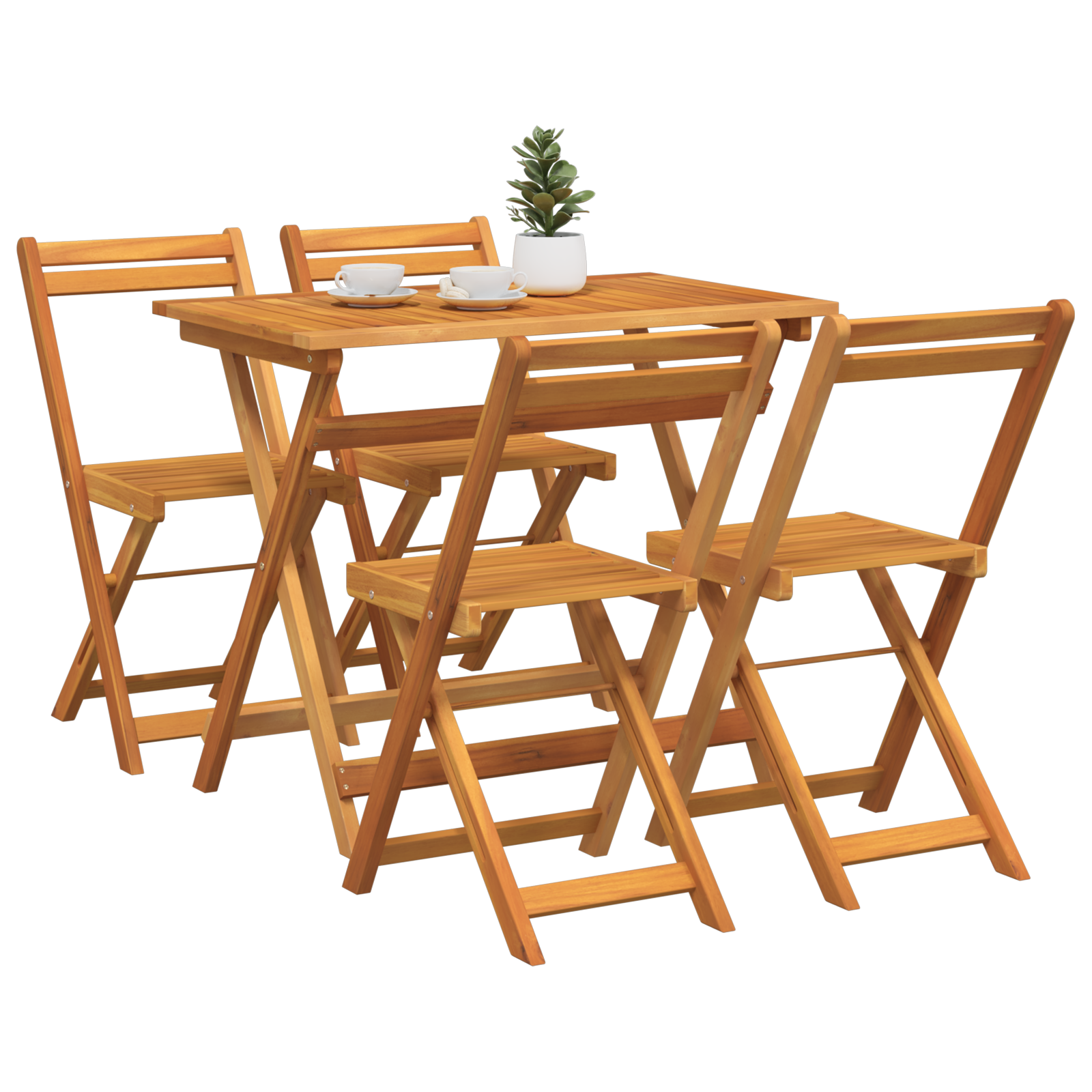 vidaXL 5-delige Opvouwbare Bistro Set van Massief Acaciahout
