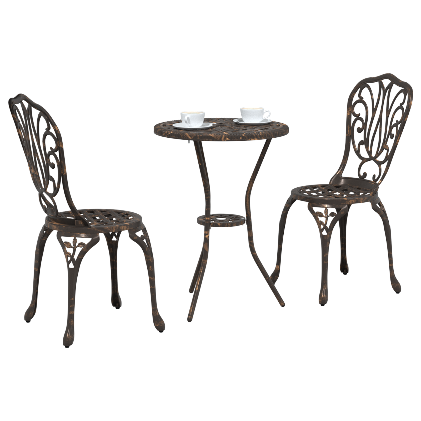 vidaXL 3-delige Tuinbistroset gietaluminium bronskleurig