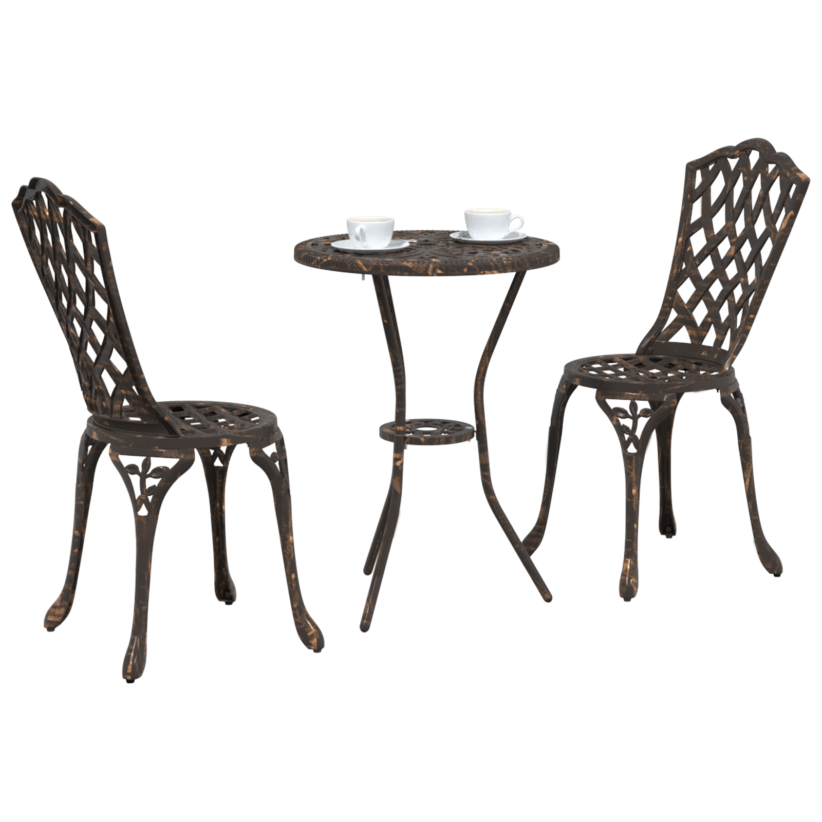 vidaXL 3-delige Tuinbistroset gietaluminium bronskleurig