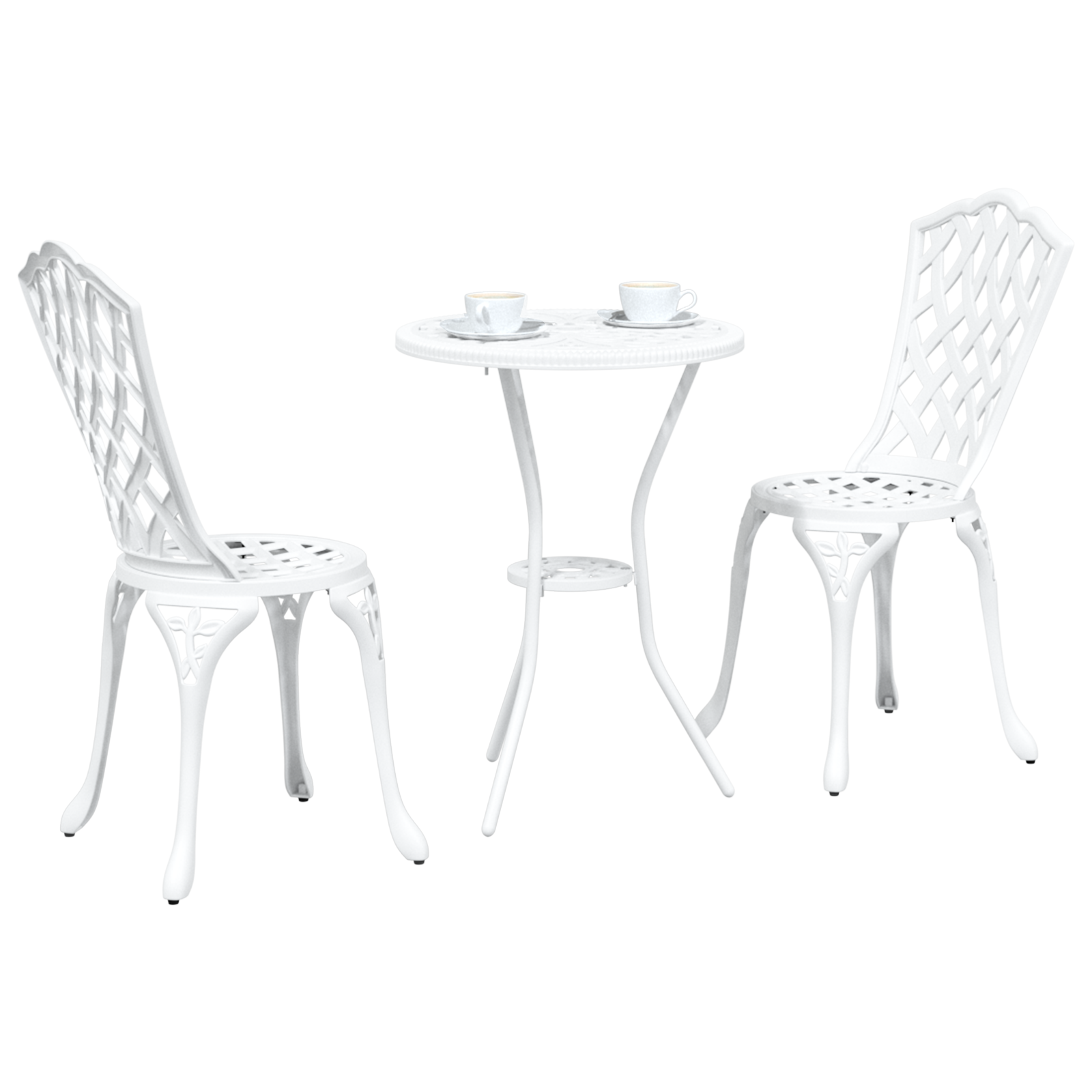 vidaXL 3-delige Tuinbistroset gietaluminium wit