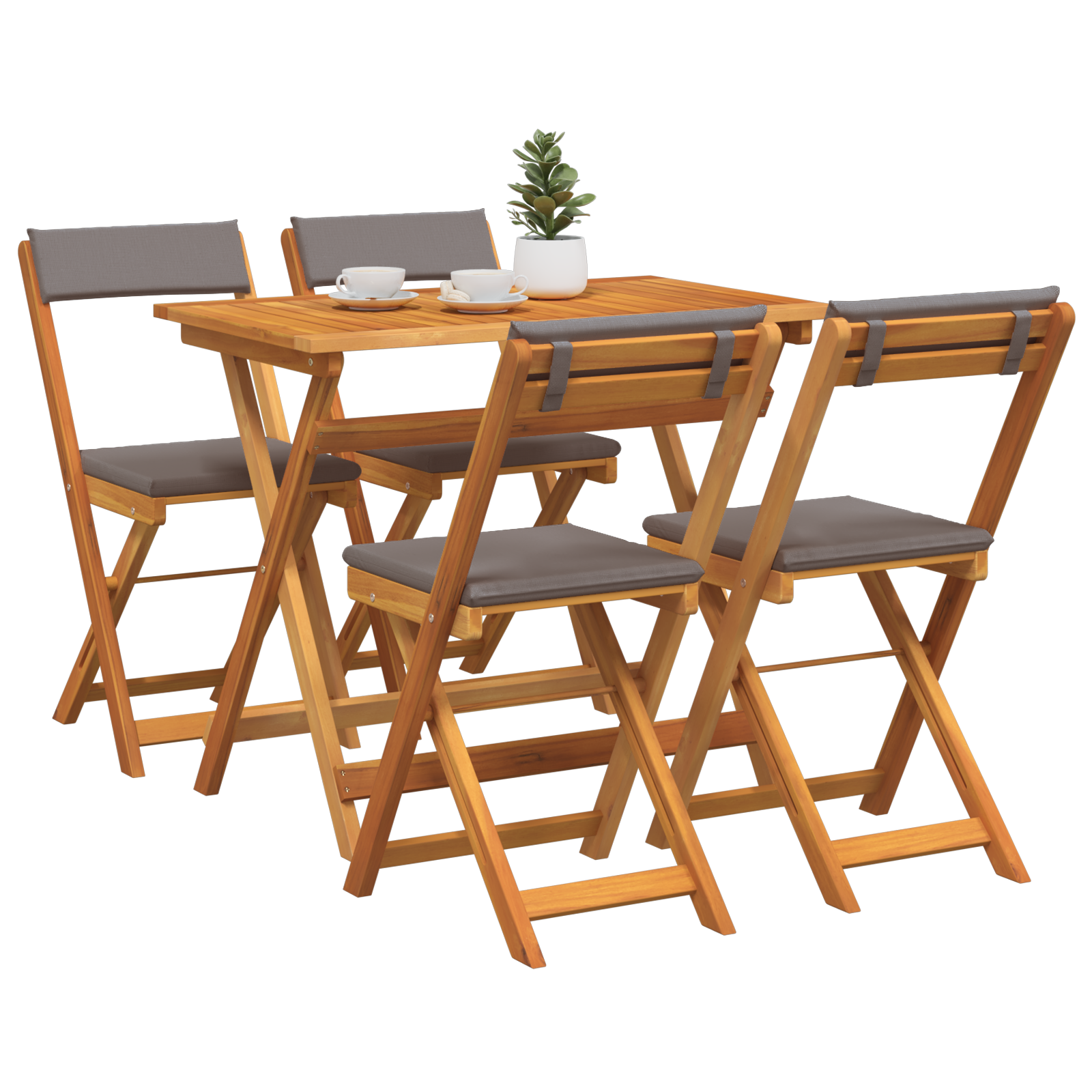 vidaXL 5-delige Bistro Set met Kussens van Massief Acaciahout