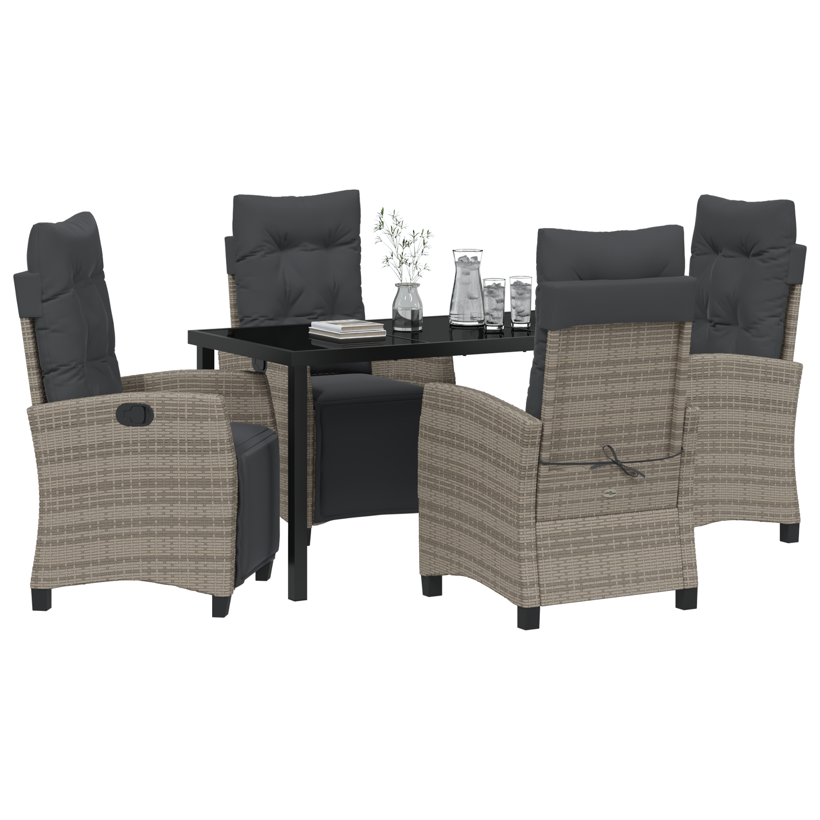 vidaXL 5-delige Tuin Eettafel Set Grijs Poly Rattan