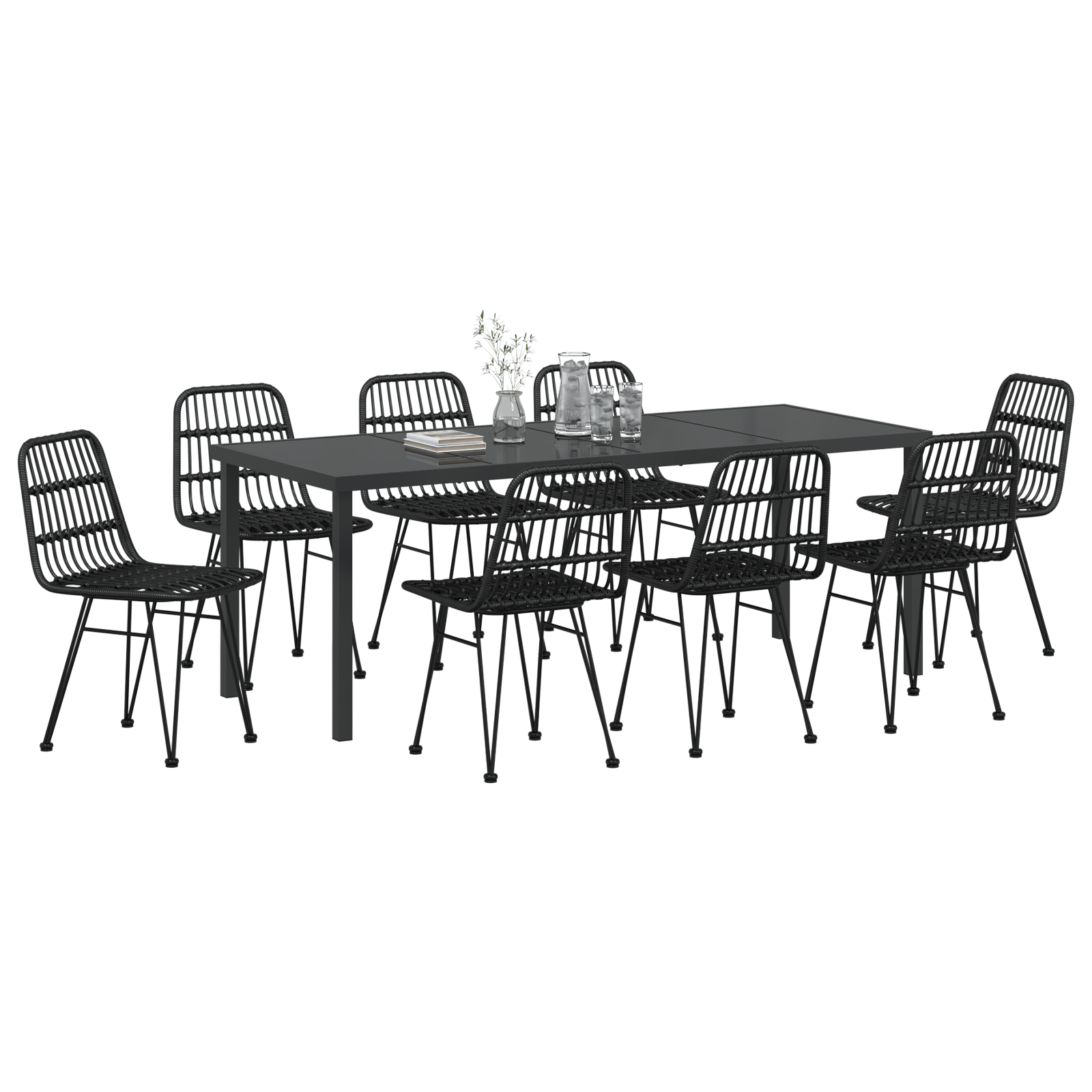vidaXL 9-delige tuinset zwart poly rattan