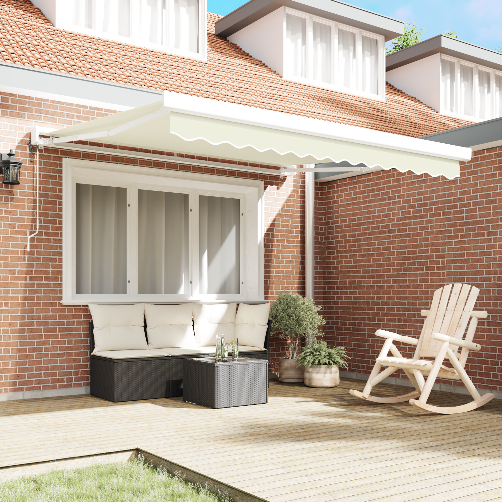 vidaXL Automatische Inklapbare Luifel Crème 300x250 cm