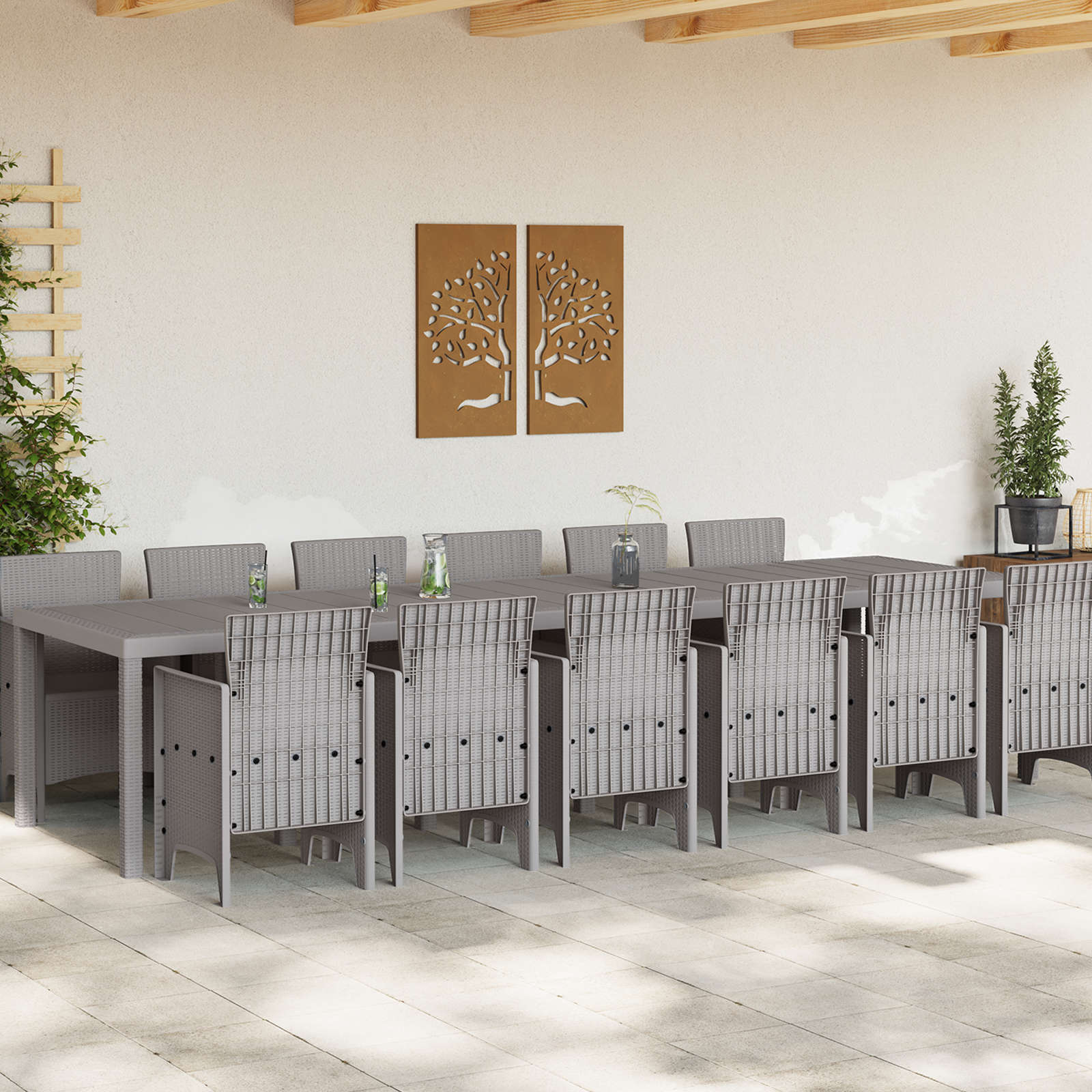 vidaXL 13-delige Tuinset poly rattan lichtgrijs