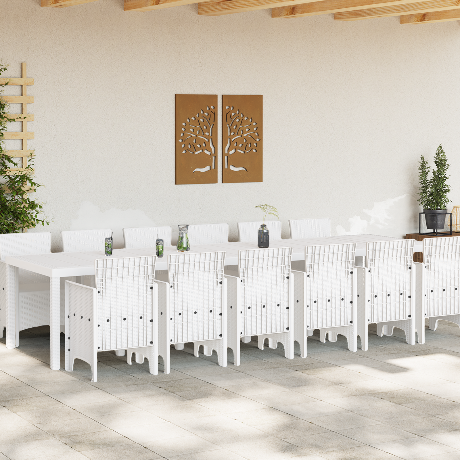 vidaXL 13-delige Tuinset poly rattan wit