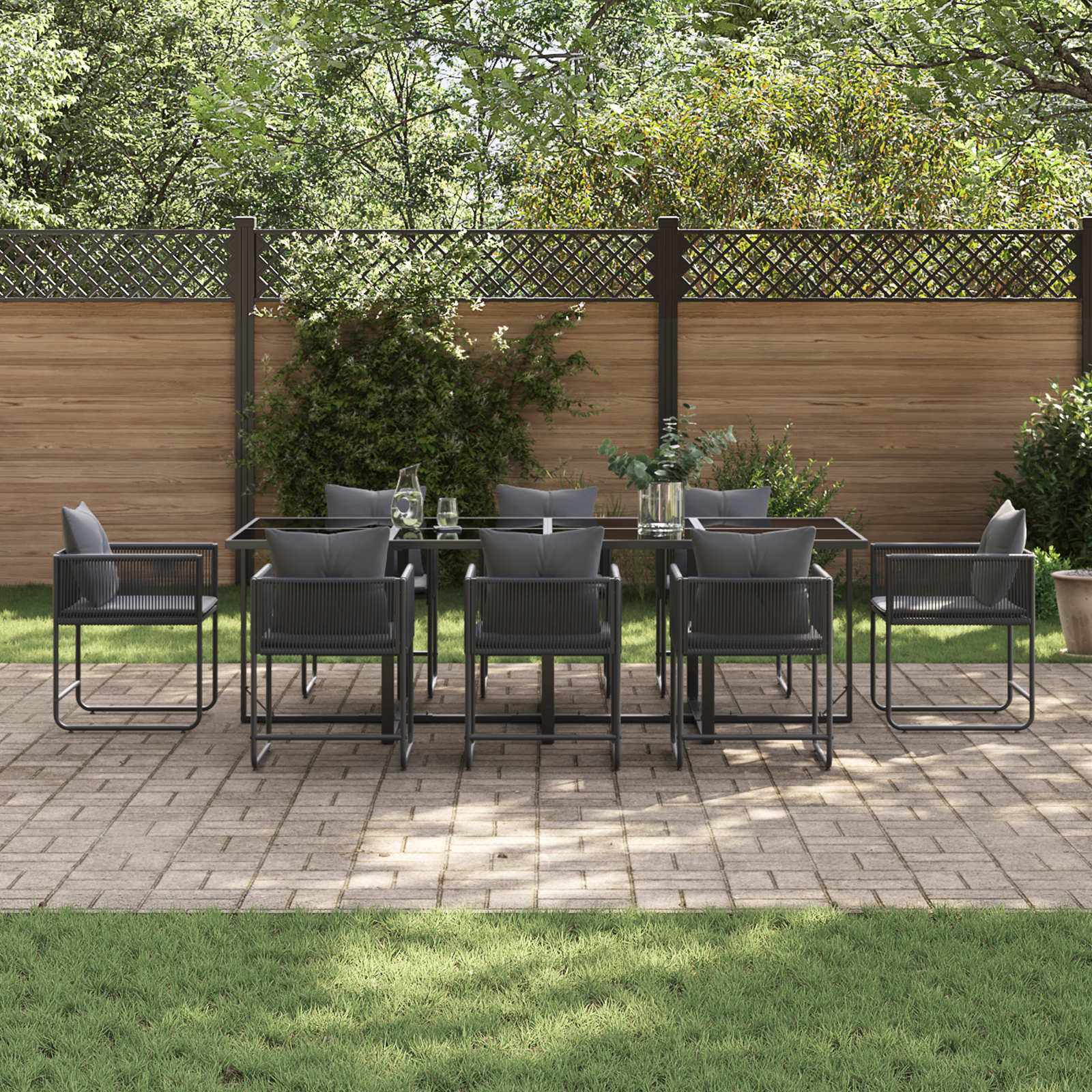 vidaXL 12-delige tuinset met kussens van staal en poly rattan