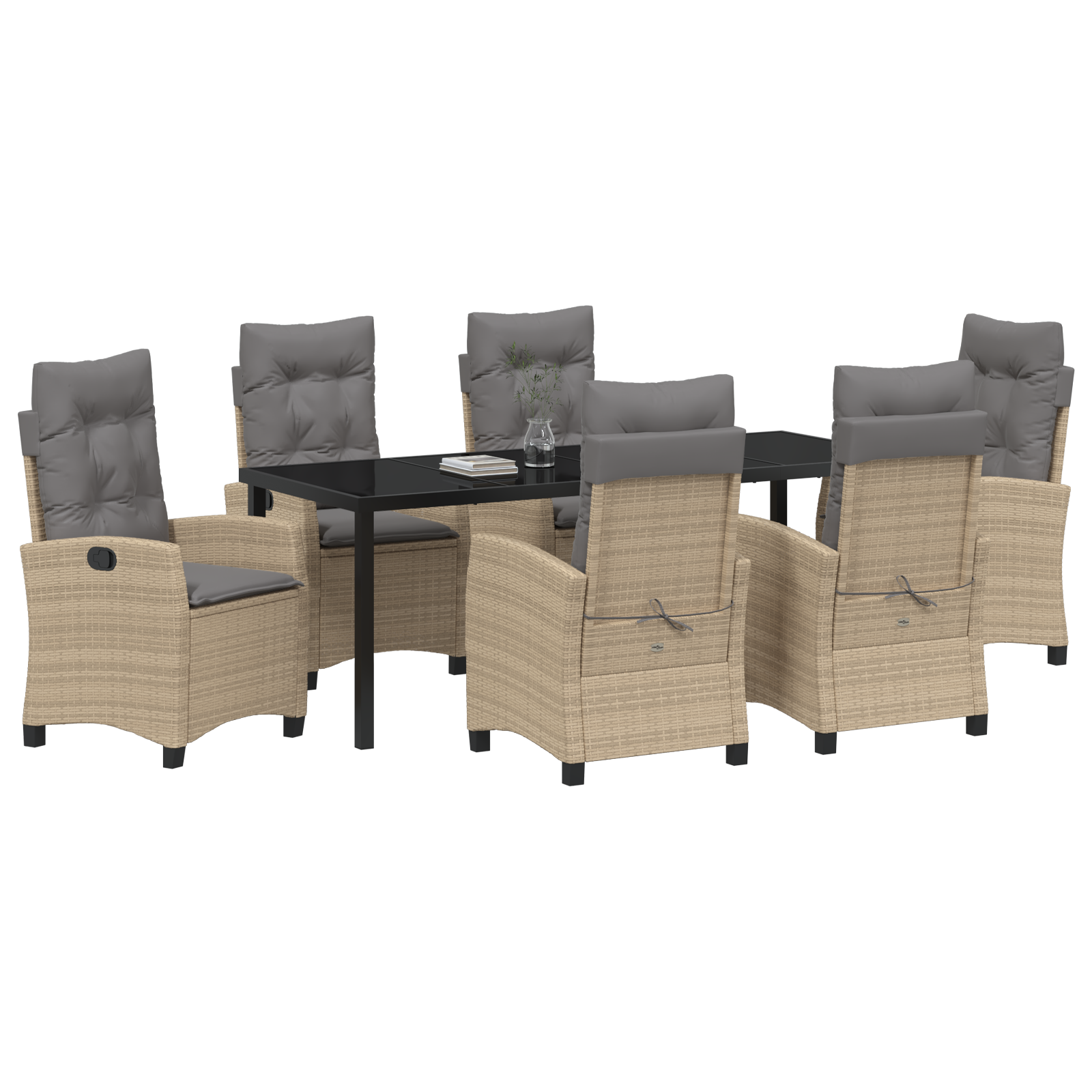 vidaXL 7-Persoons Tuinset met Kussens in Beige Poly Rattan