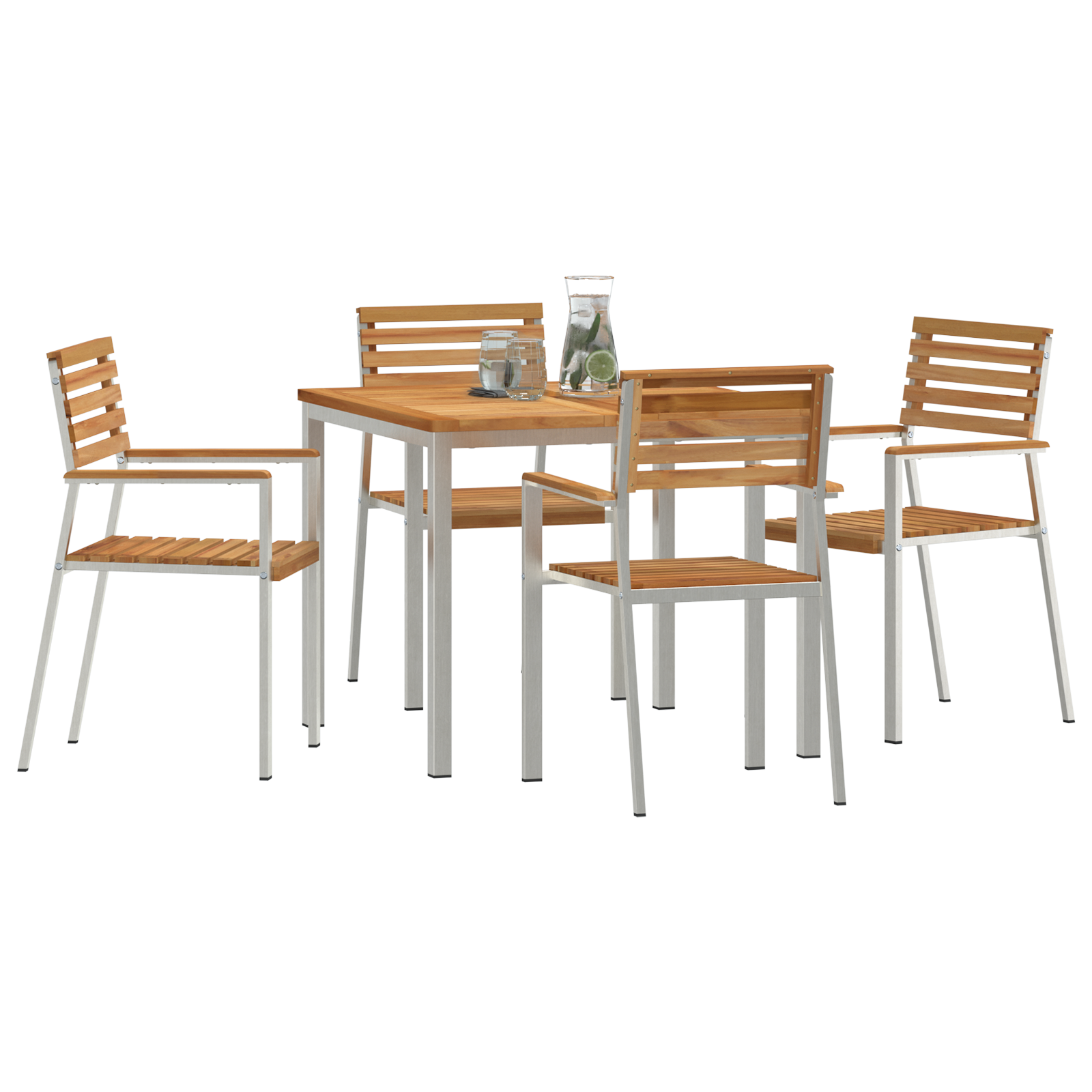 vidaXL 5-delige Tuinset massief teakhout