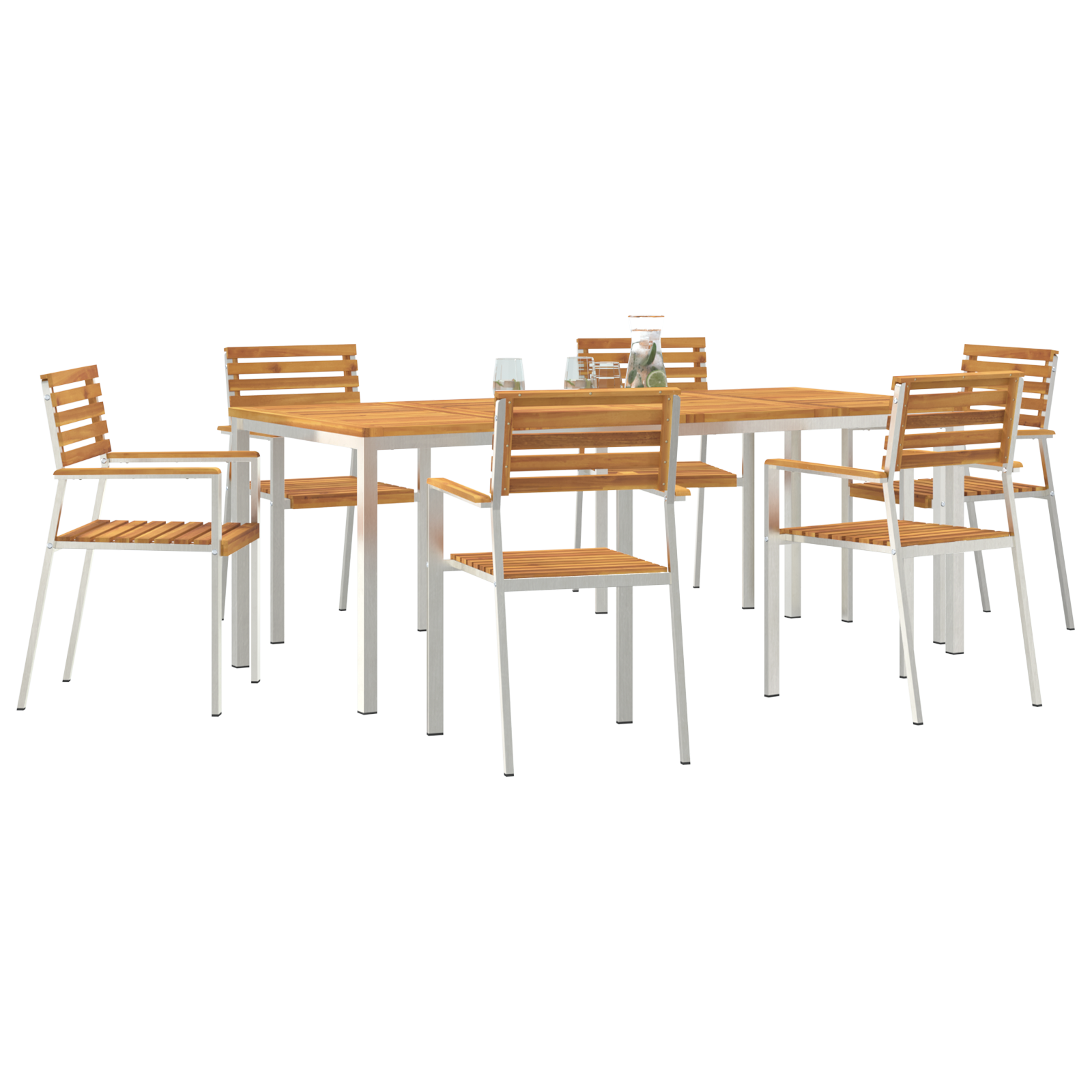 vidaXL 7-delige Tuinset massief acaciahout