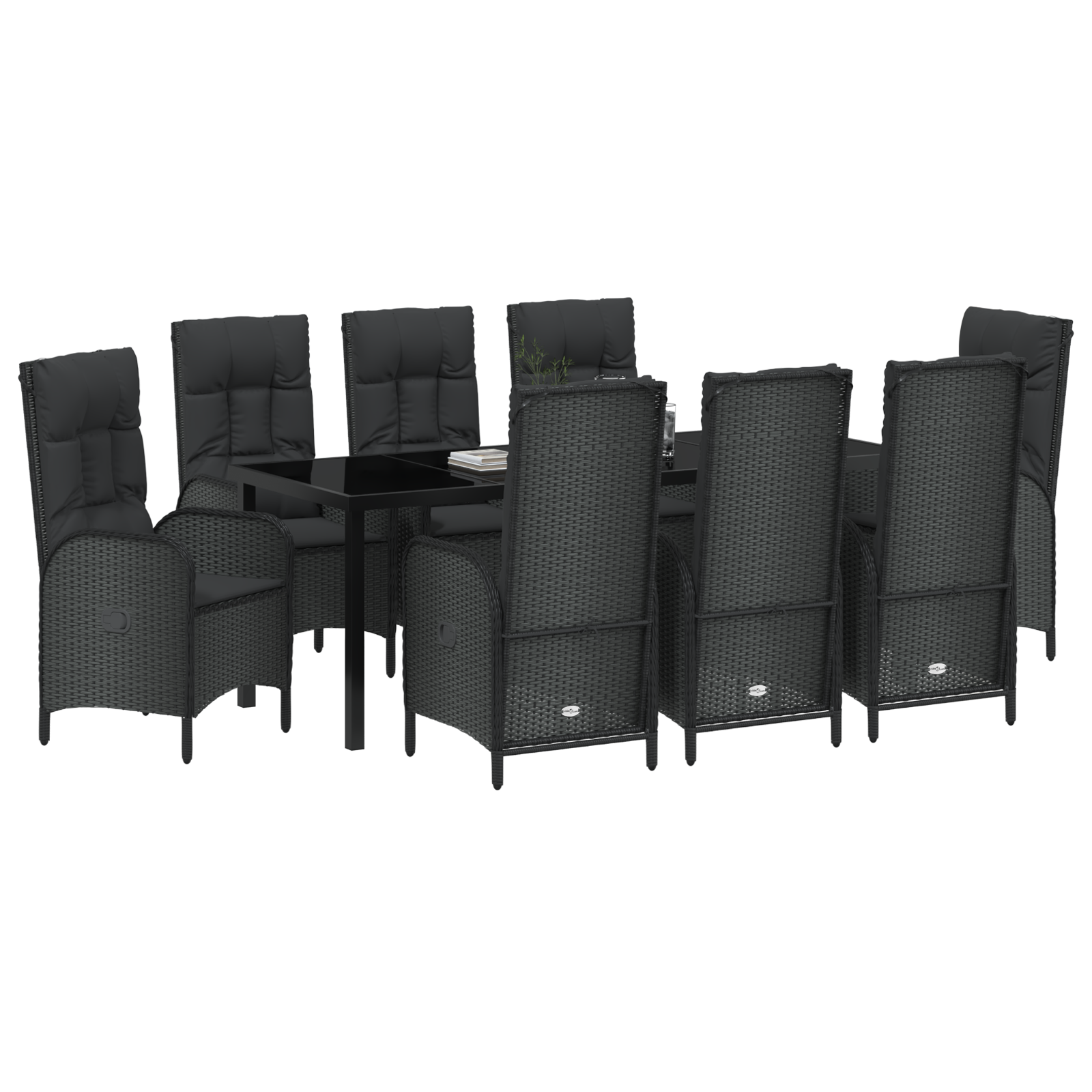 vidaXL 9-delige Tuin Eettafel Set - Zwart Poly Rattan
