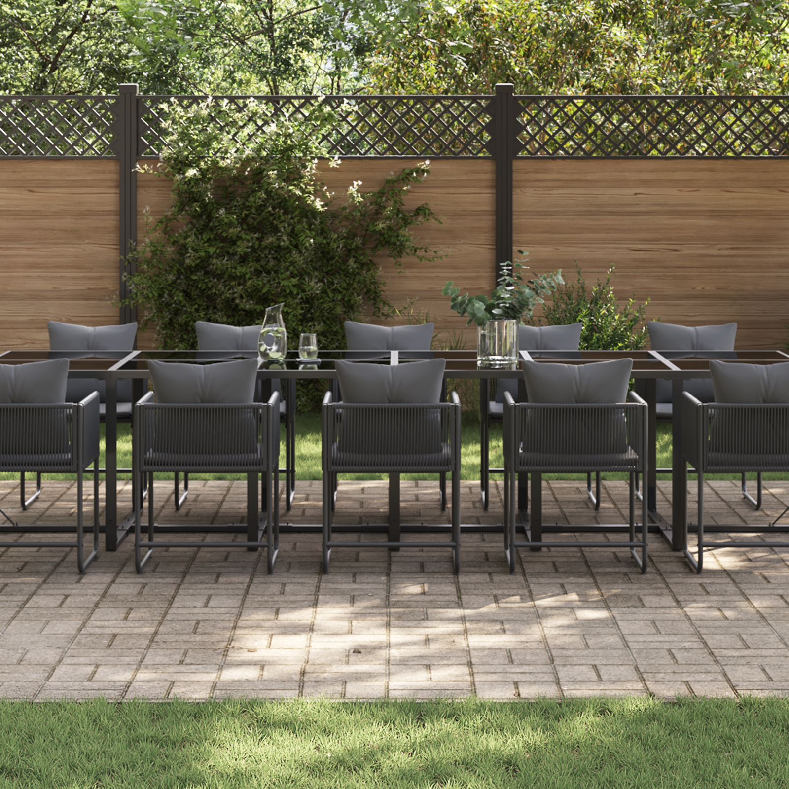 vidaXL 18-delige tuinset met kussens van staal en poly rattan