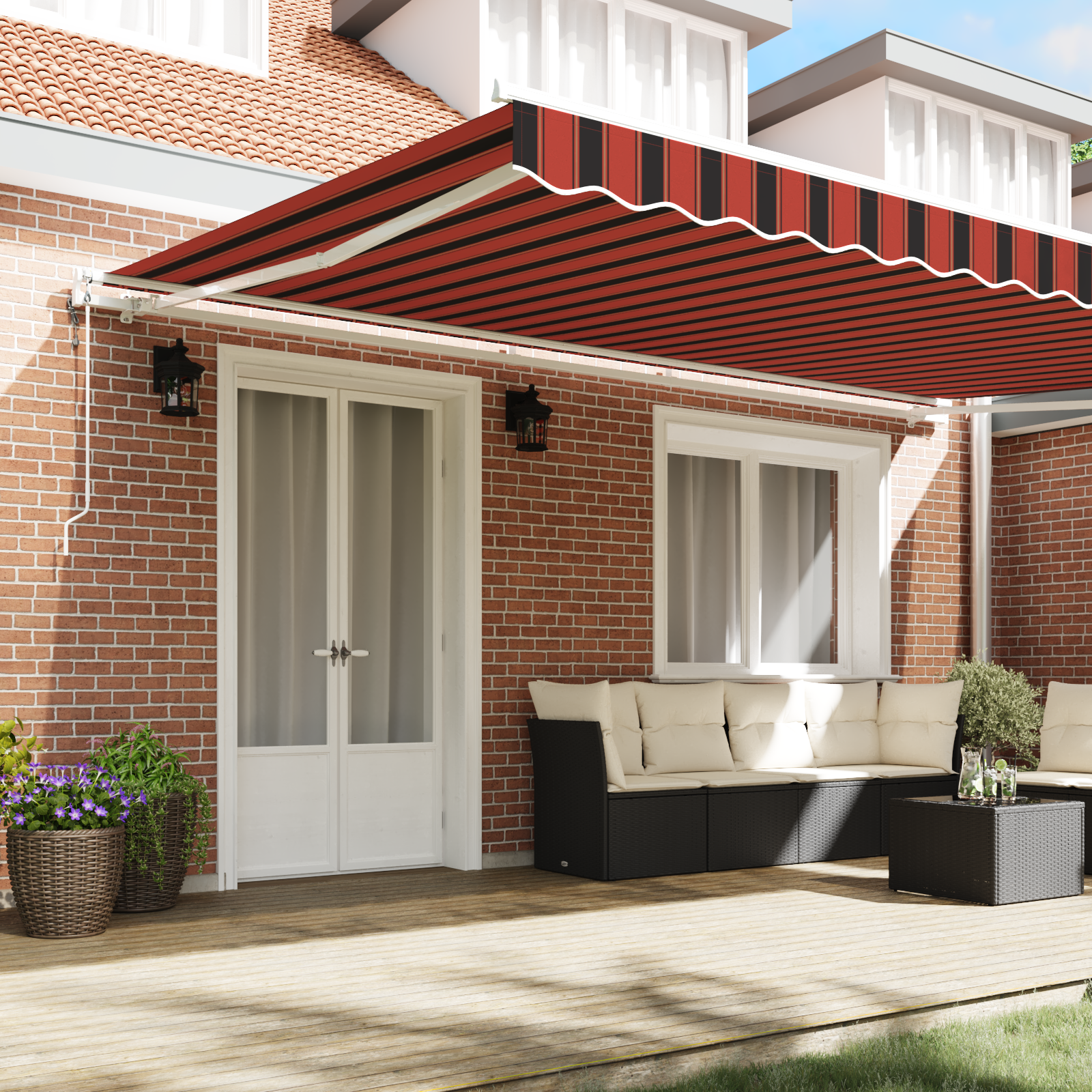 vidaXL Automatische Inklapbare Luifel Oranje en Bruin 500x350 cm