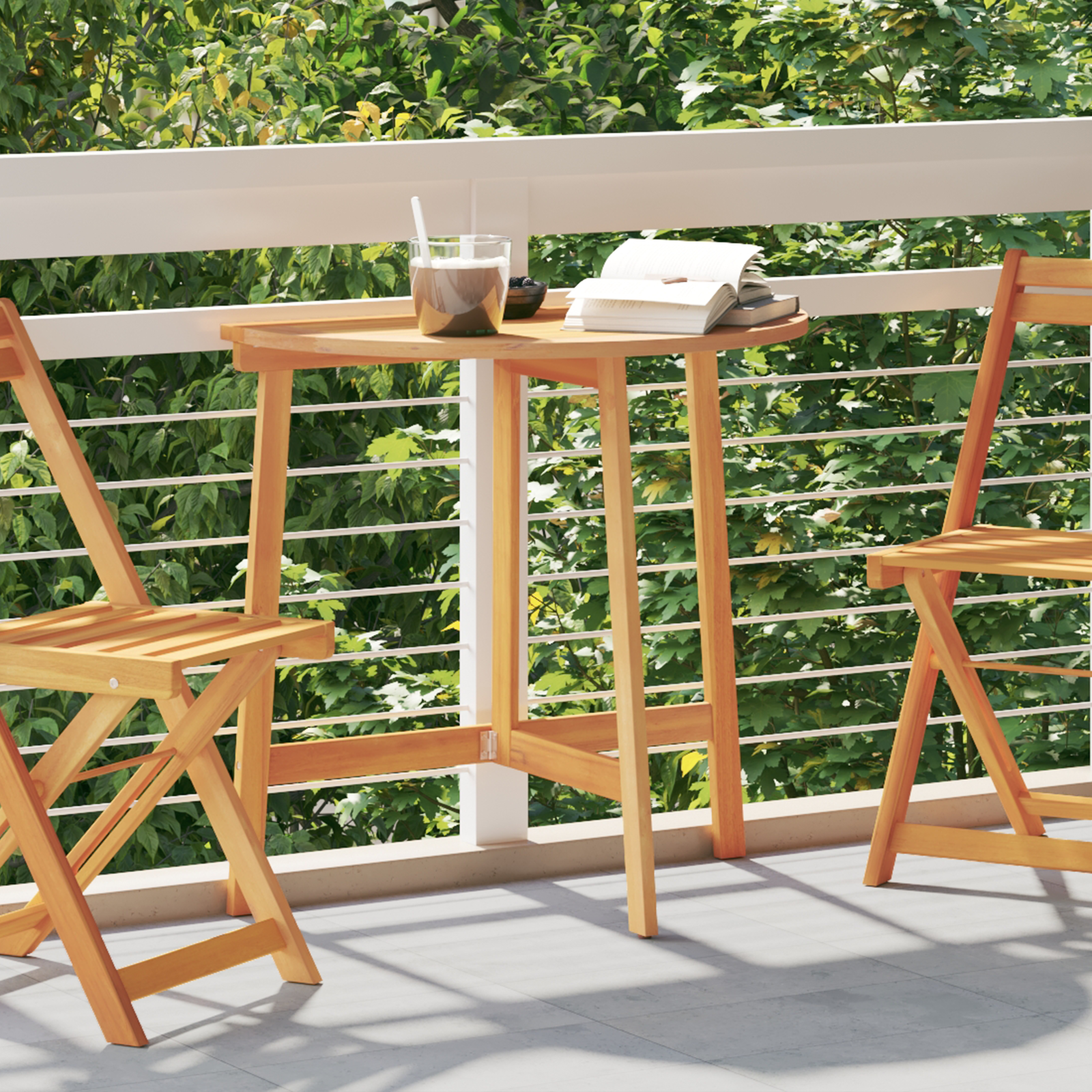 vidaXL Vouwtuin Tafel Halfrond 78x46x75 cm van Massief Acaciahout