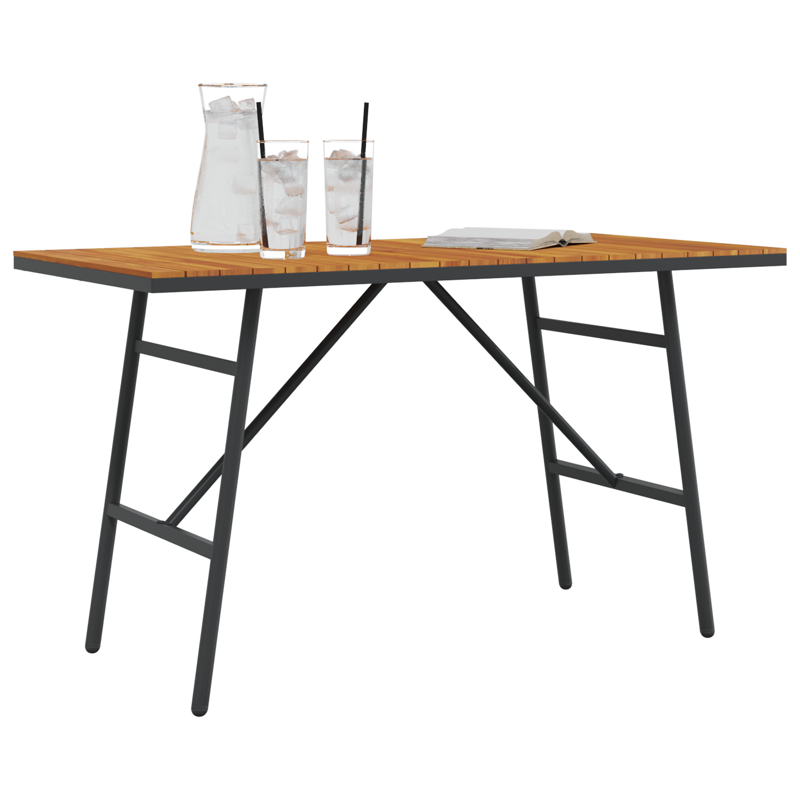 vidaXL Eettafel - Zwart, 110x55x62 cm, Van Massief Acaciahout