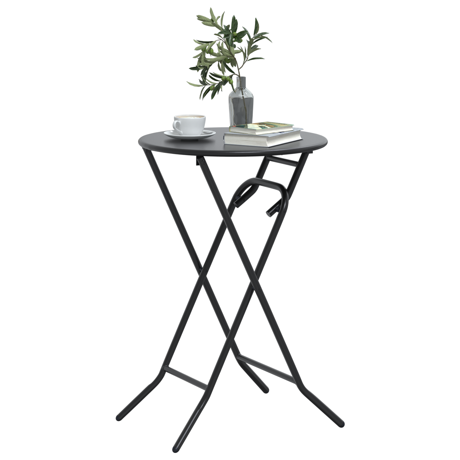 vidaXL Opvouwbare Tuinstafel Antraciet Ø50x72 cm Staal