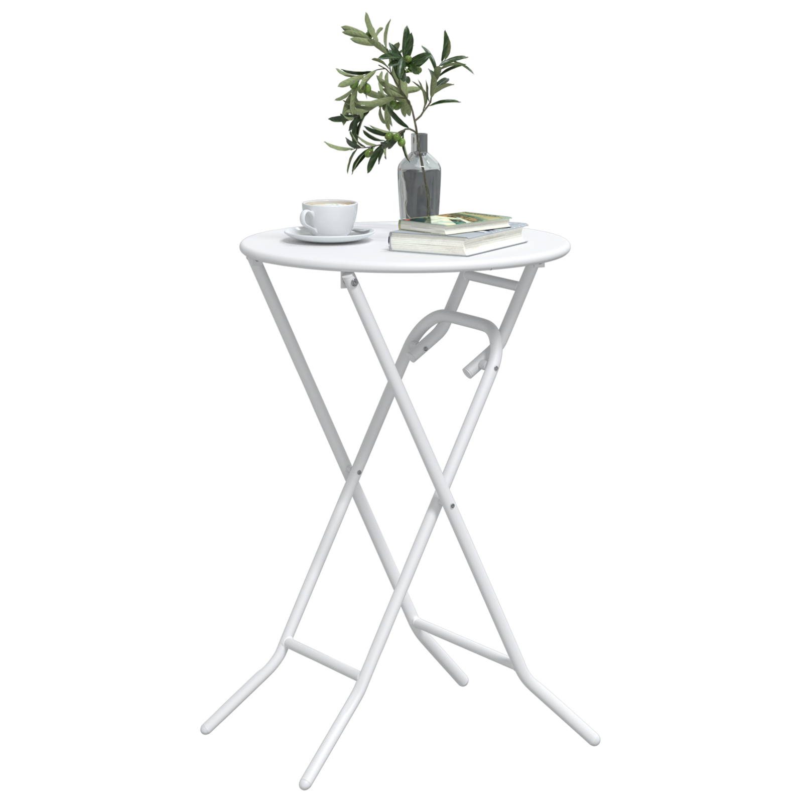 vidaXL Opvouwbare Tuintafel Wit Ø50x72 cm Staal