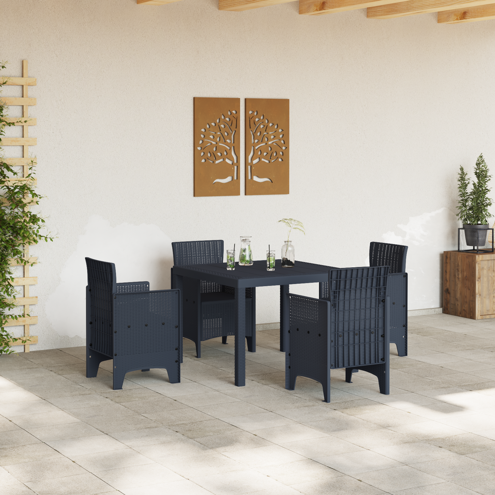 vidaXL Tuintafel 100x100x73 cm poly rattan antraciet