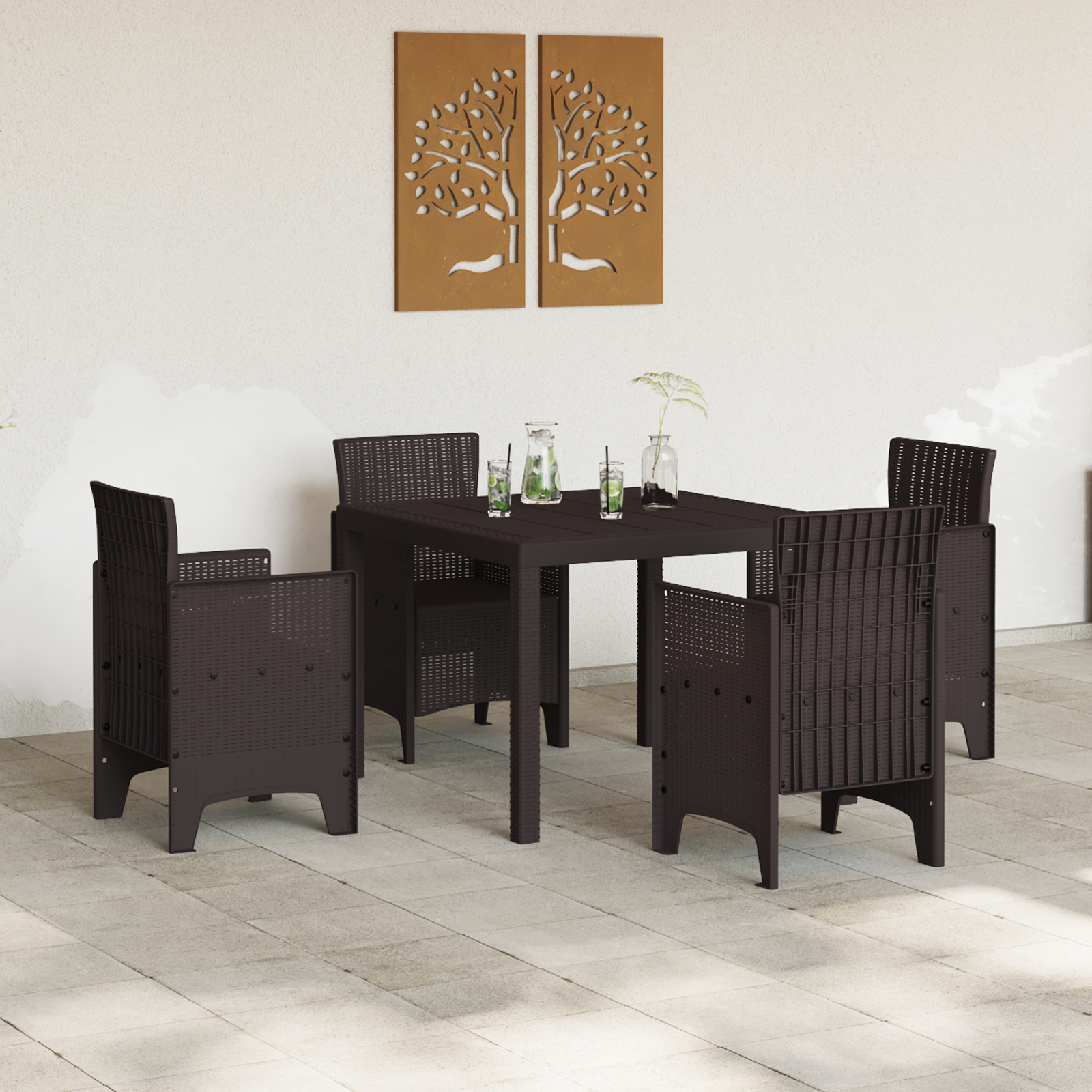 vidaXL Tuintafel 100x100x73 cm poly rattan bruin