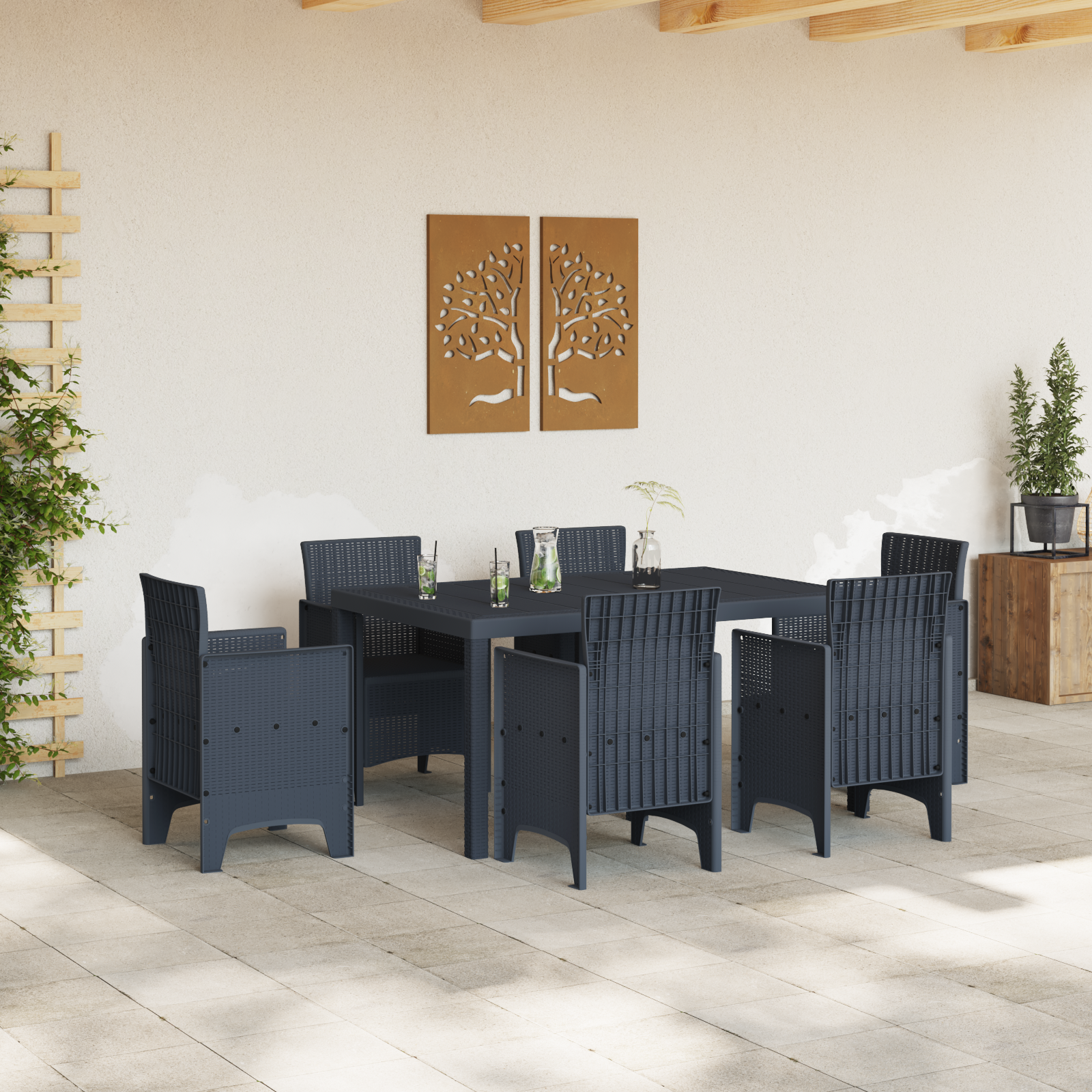 vidaXL Tuintafel 150x100x73 cm poly rattan antraciet