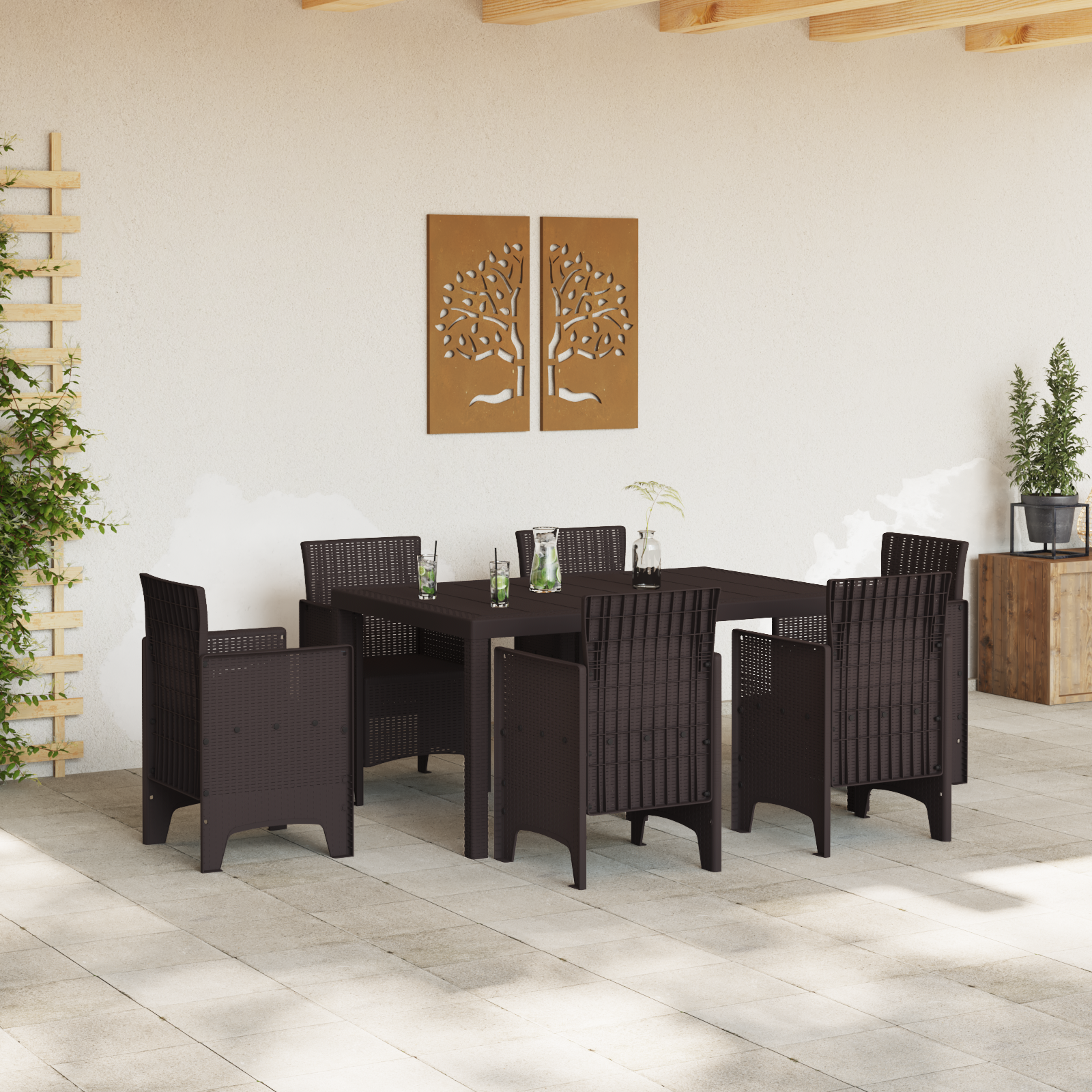 vidaXL Tuintafel 150x100x73 cm poly rattan bruin