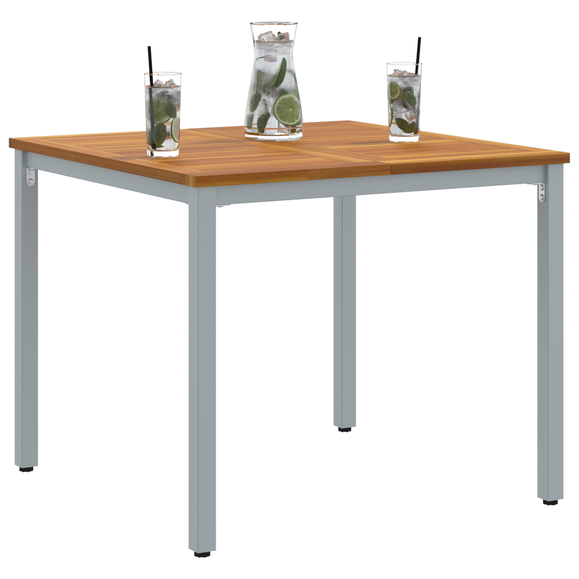 vidaXL Tuin Tafel 90x90x75 cm van Massief Acacia Hout en Metaal