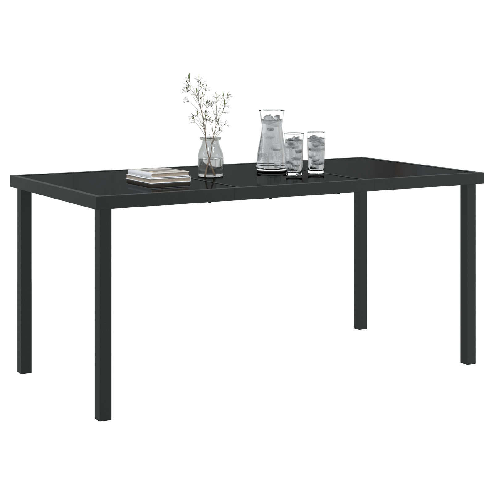 vidaXL Tuintafel 160x80x73 cm gehard glas zwart