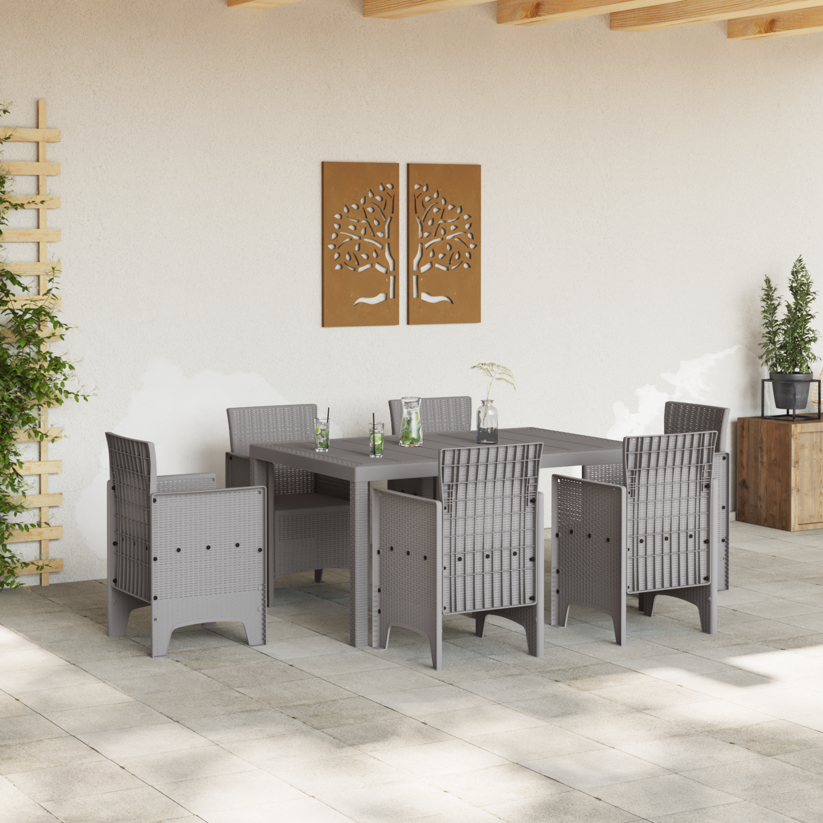 vidaXL Tuintafel 150x100x73 cm poly rattan lichtgrijs