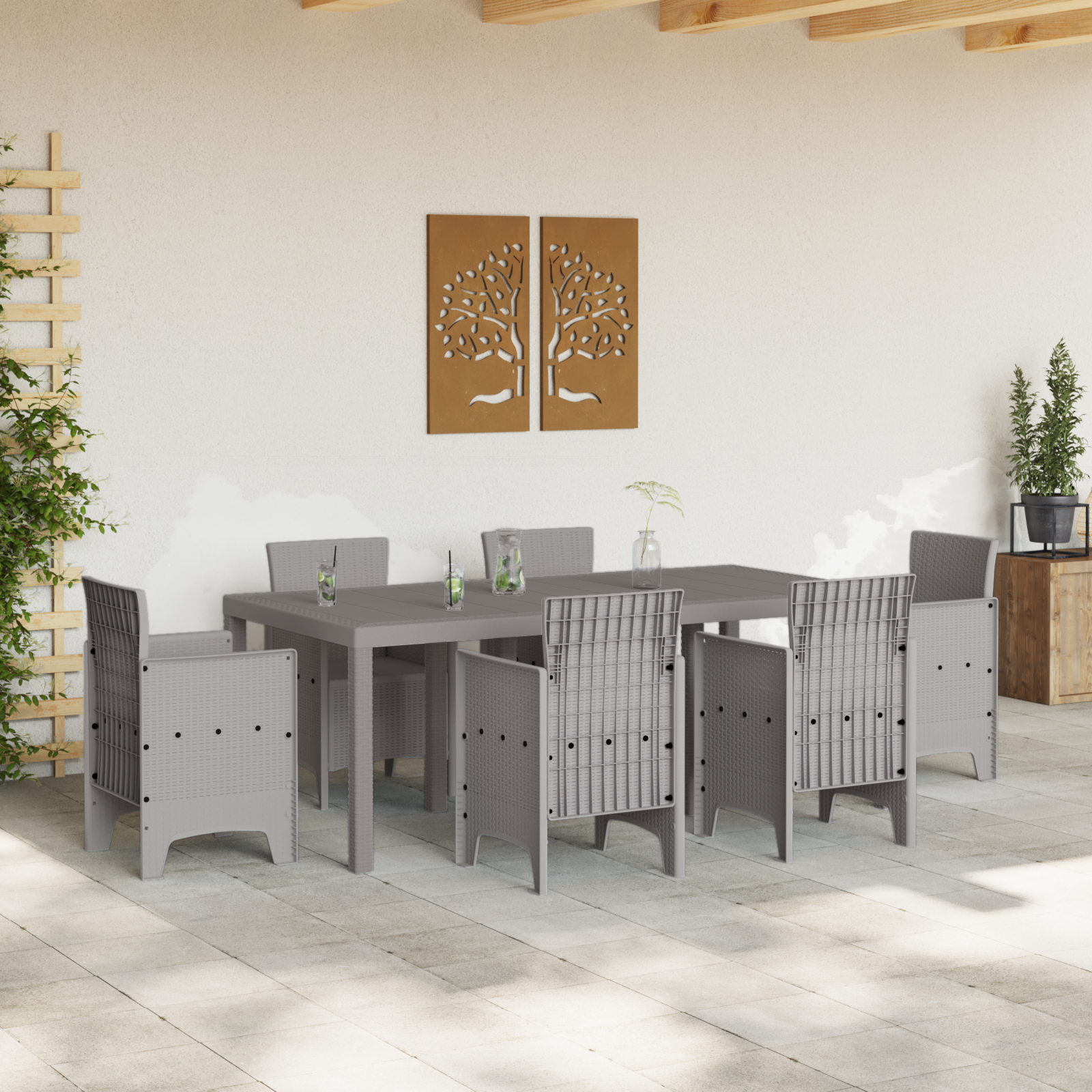 vidaXL Tuin Tafel Lichtgrijs 200x100x73 cm van Poly Rattan