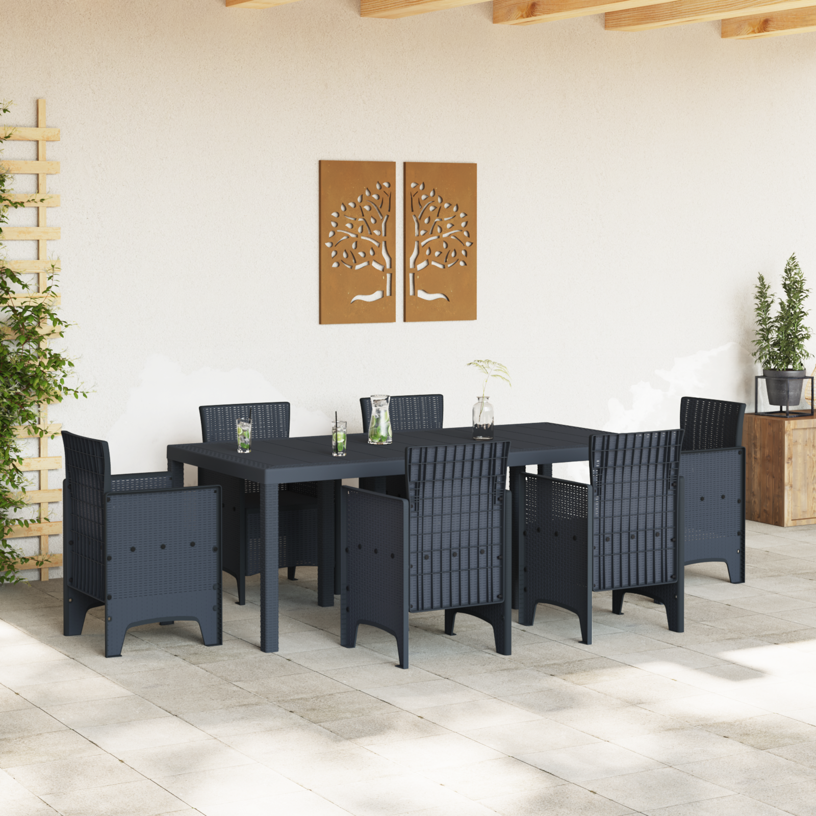 vidaXL Tuin Tafel Antraciet 200x100x73 cm Poly Rattan