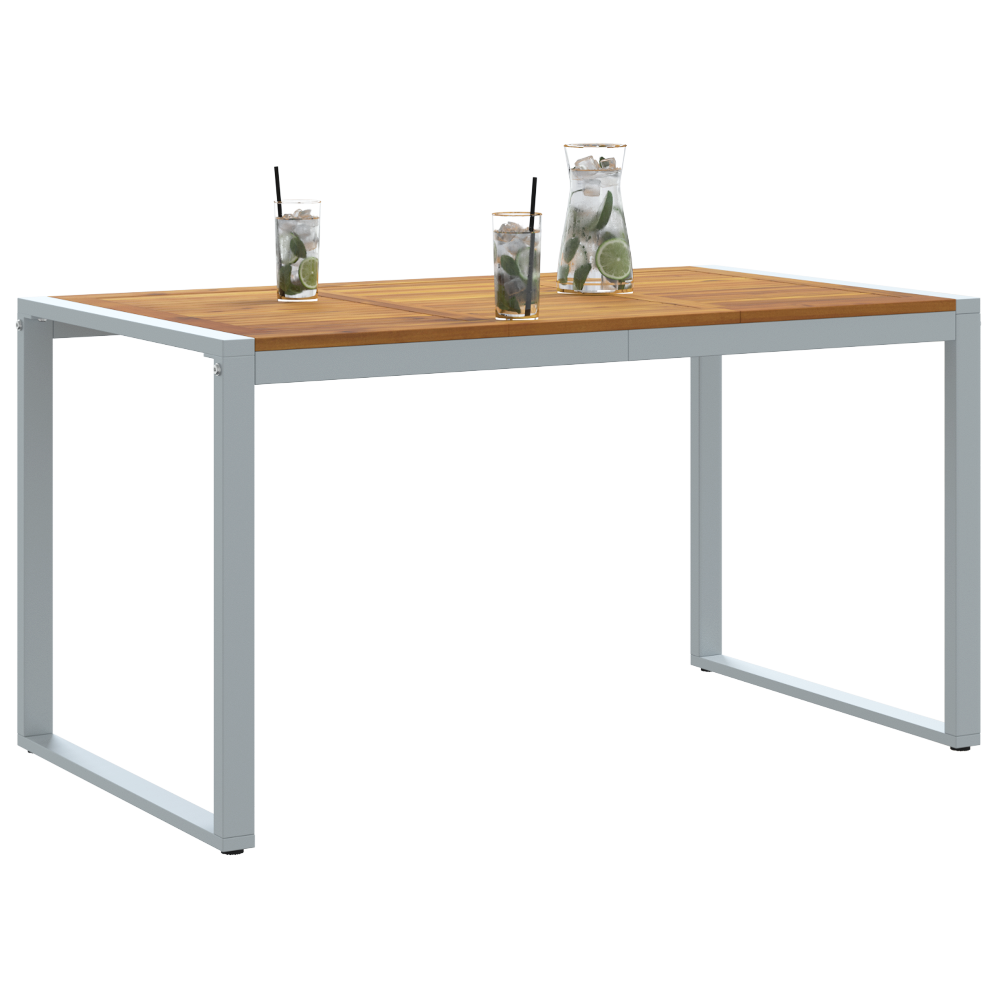 vidaXL Tuintafel 140x80x75 cm staal en massief acaciahout grijs