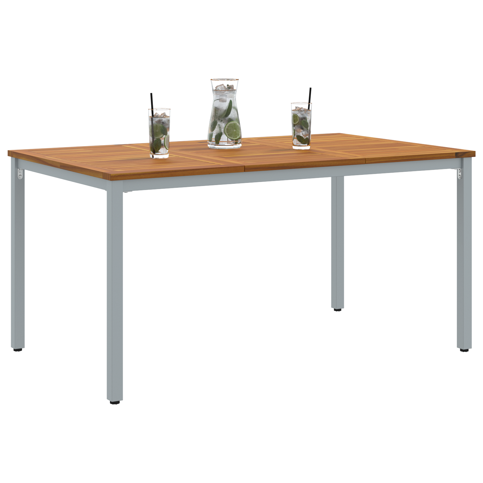 vidaXL Tuintafel 150x90x75 cm van Massief Acacia Hout en Metaal