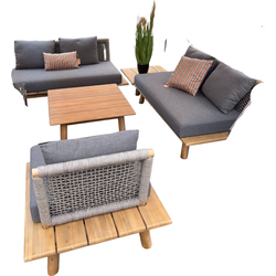 Driesprong collection Lunar loungeset acacia white wash/rope dark grey/mystic grey - 