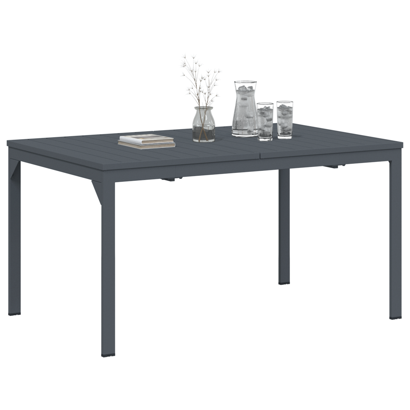 vidaXL Tafels 2 st uittrekbaar 210x90x73 cm aluminium donkergrijs