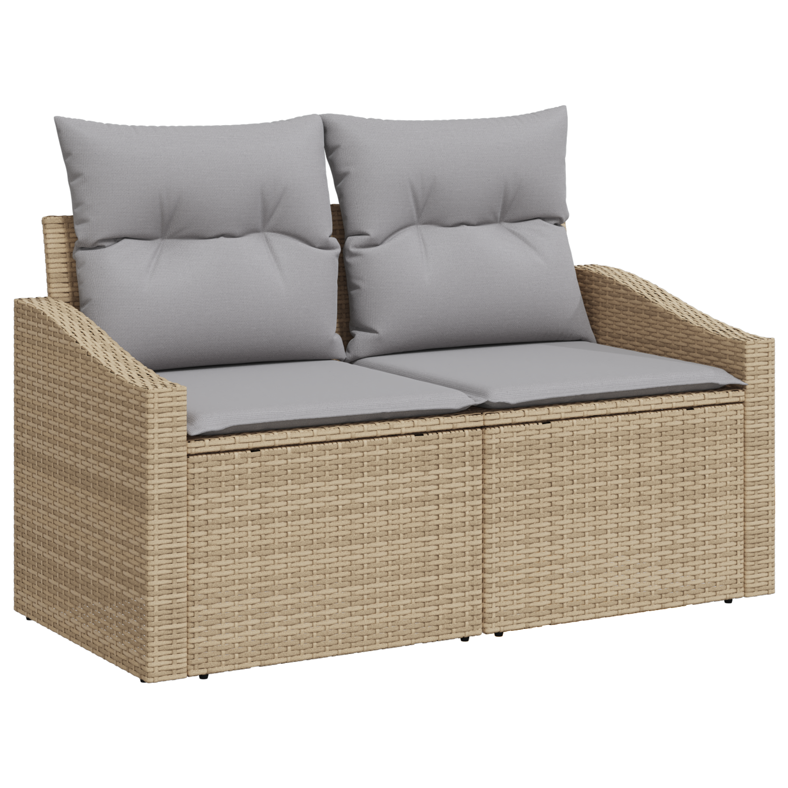 vidaXL 8-delige tuinbankset met kussens in beige van poly rattan en acaciahout