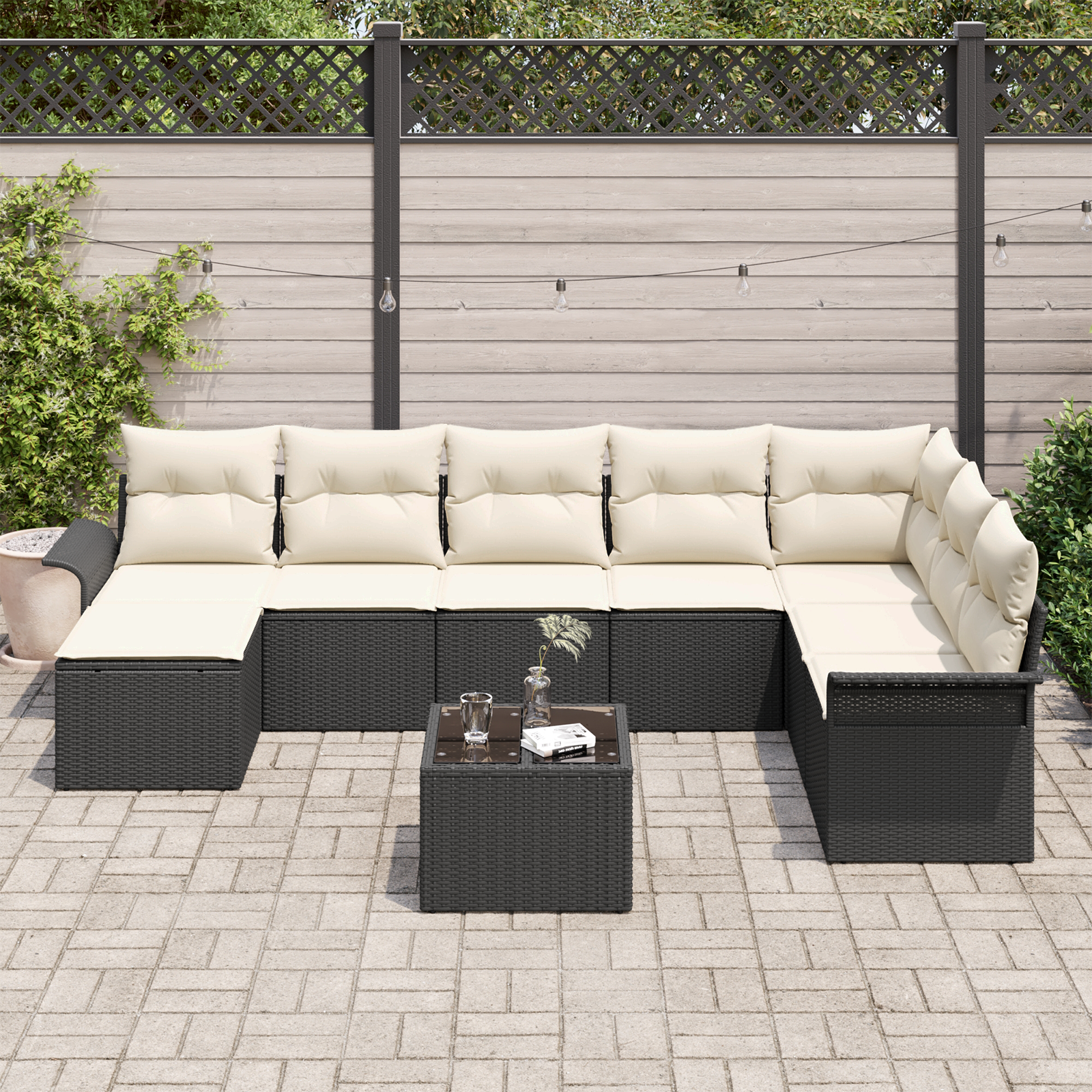 vidaXL Tuinbank 2-zits met opbergruimte en kussens poly rattan zwart