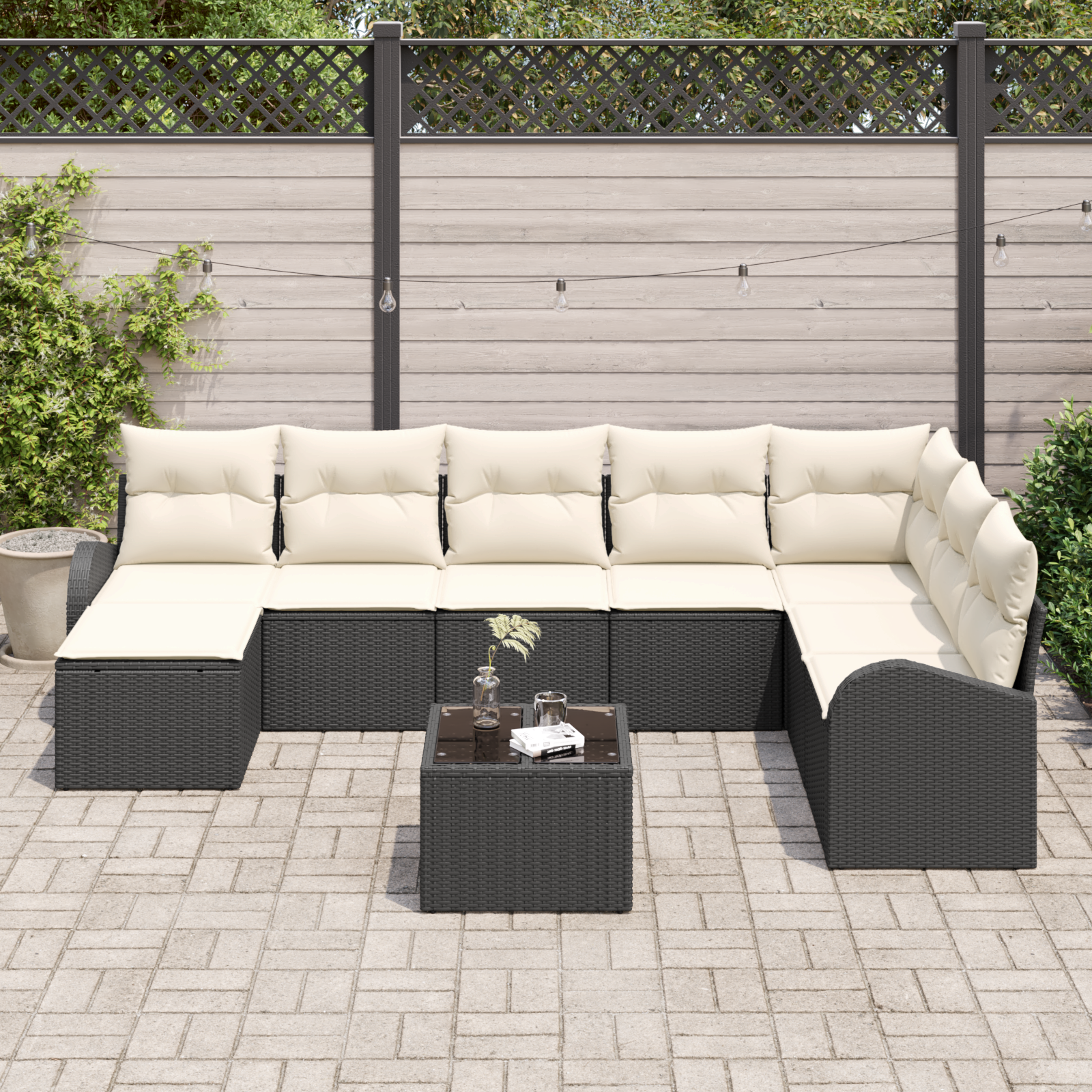 vidaXL 8-delige tuinsofa set met kussens bruin poly rattan