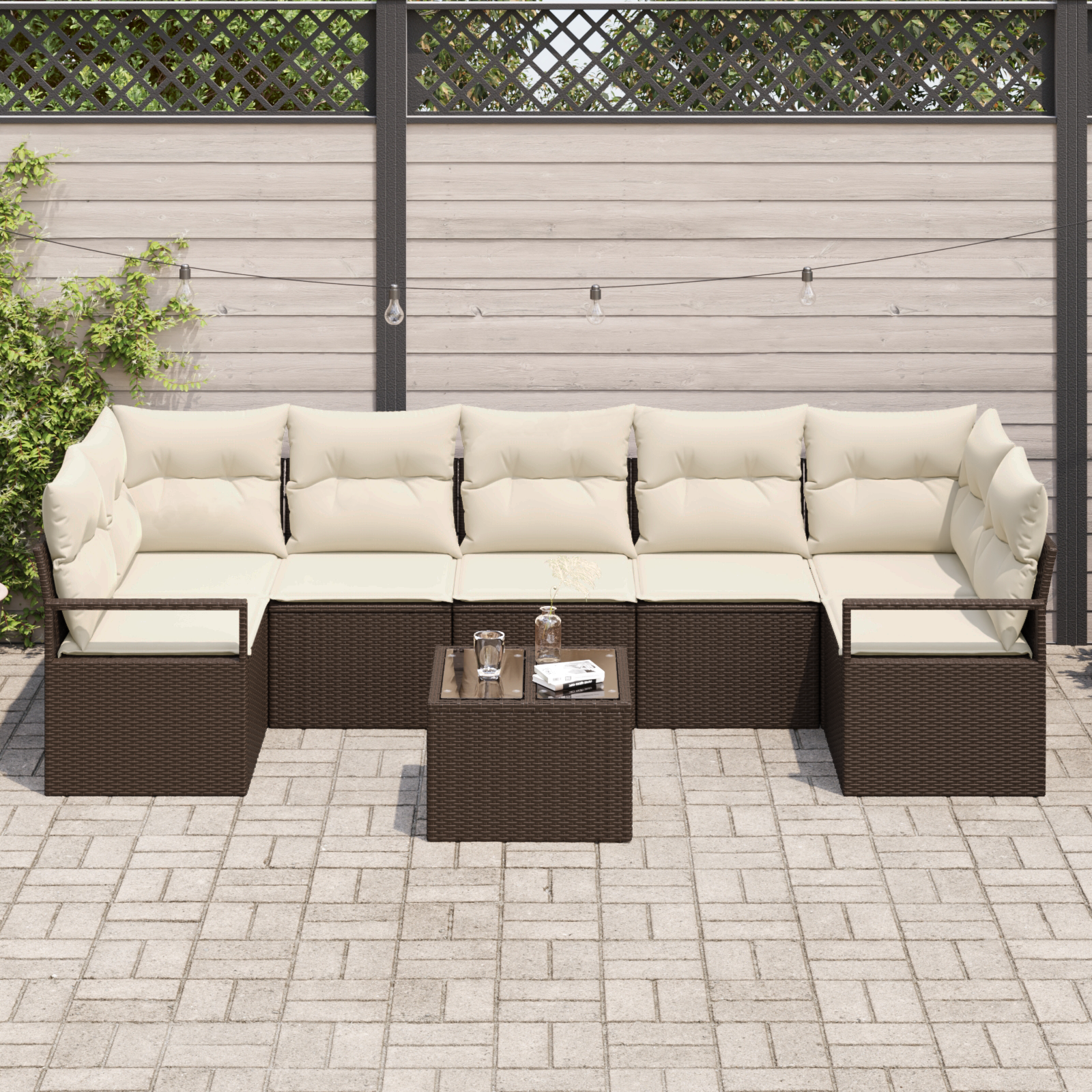 vidaXL 8-delige tuinsofa set met kussens Bruin van poly rattan