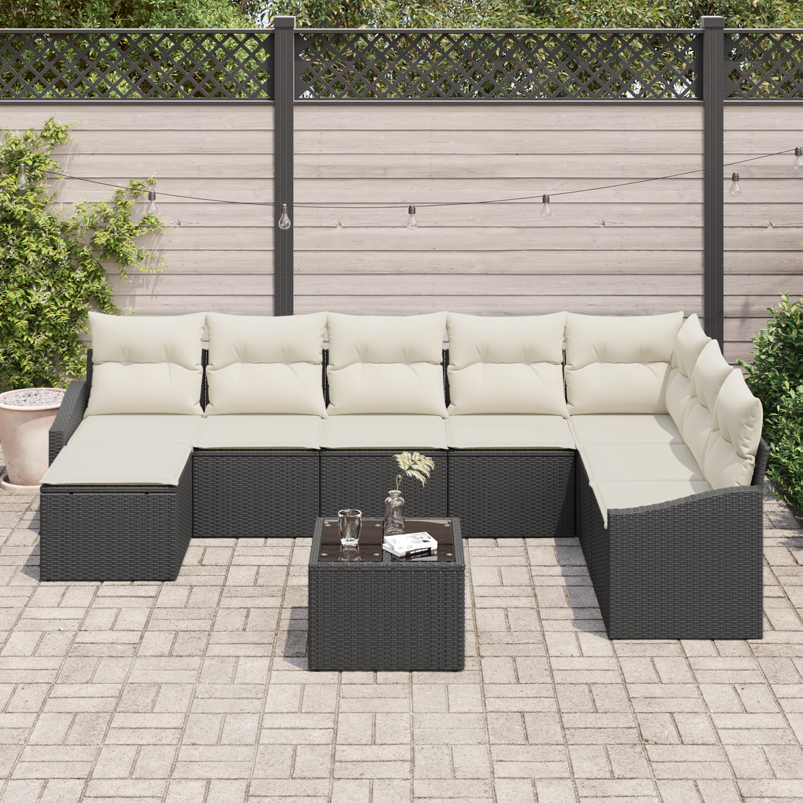 vidaXL 8-delige tuinset met kussens bruin poly rattan