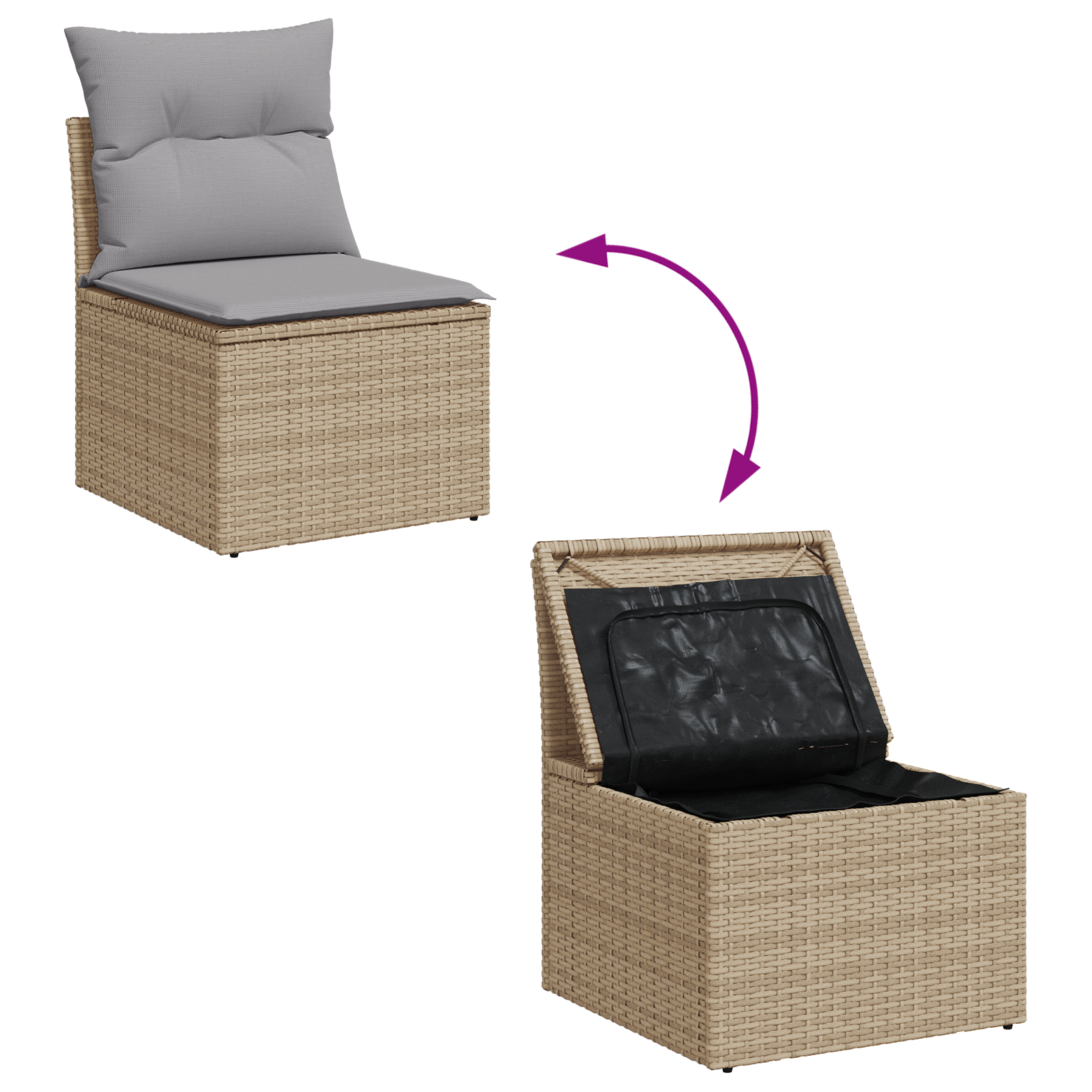 vidaXL 7-delige Tuinbankenset met kussens poly rattan beige