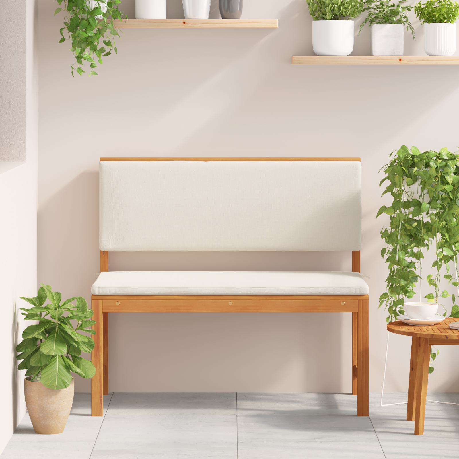 vidaXL Tuinbank met kussens 100x50x91 cm massief acaciahout