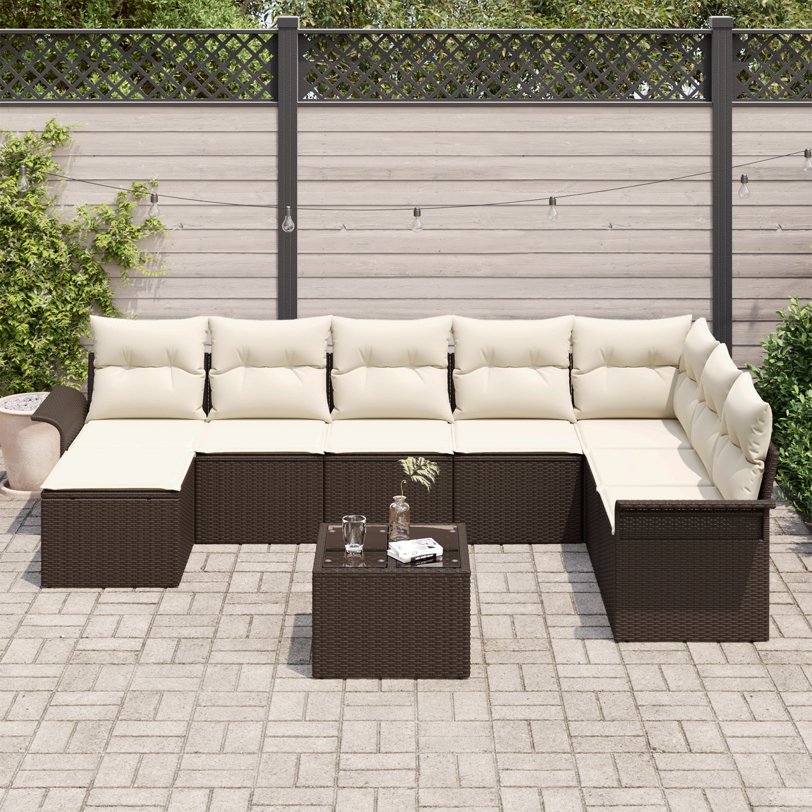 vidaXL 8-delige Tuinset met Kussens Grijs Poly Rattan