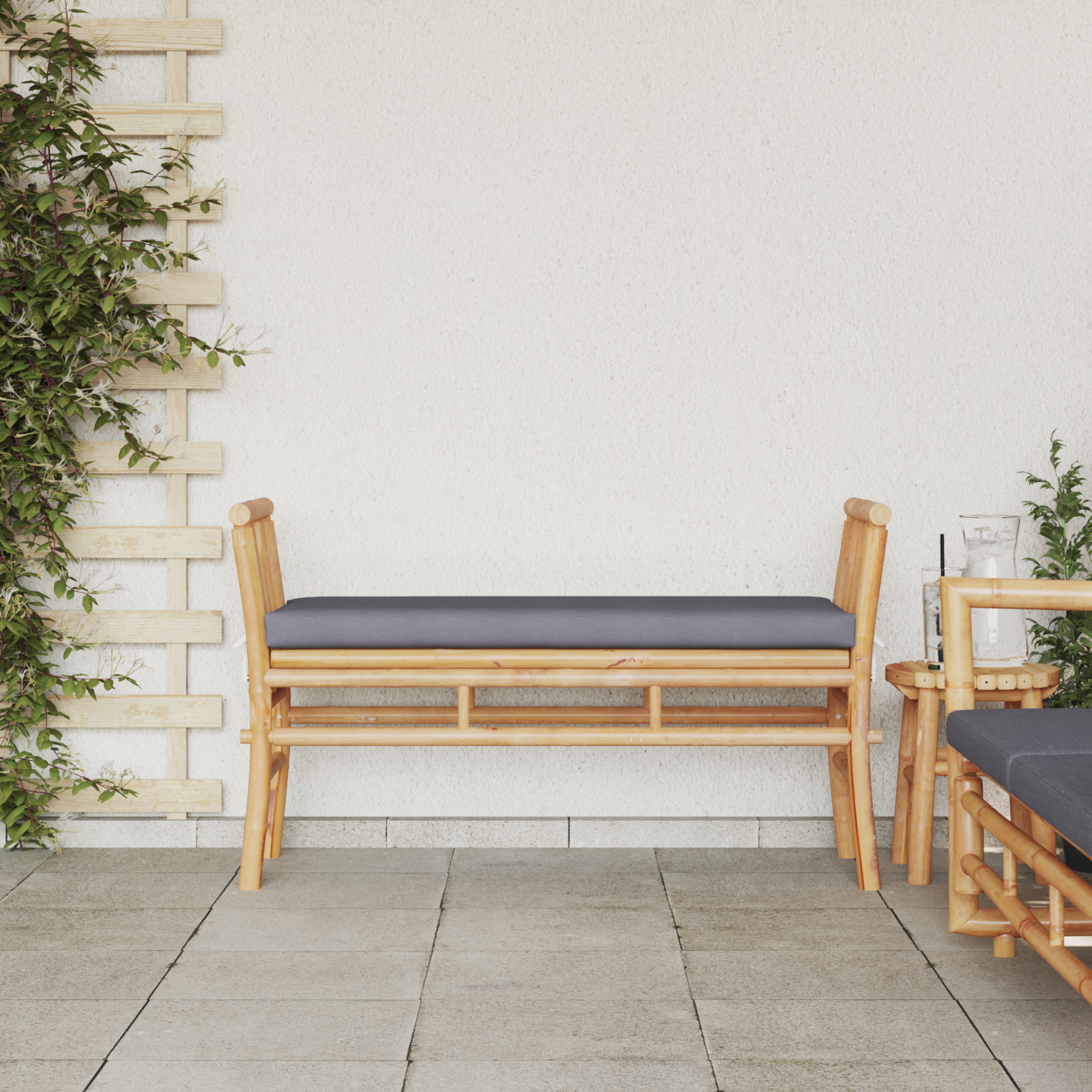 vidaXL Tuinbank met kussen 110 cm bamboe