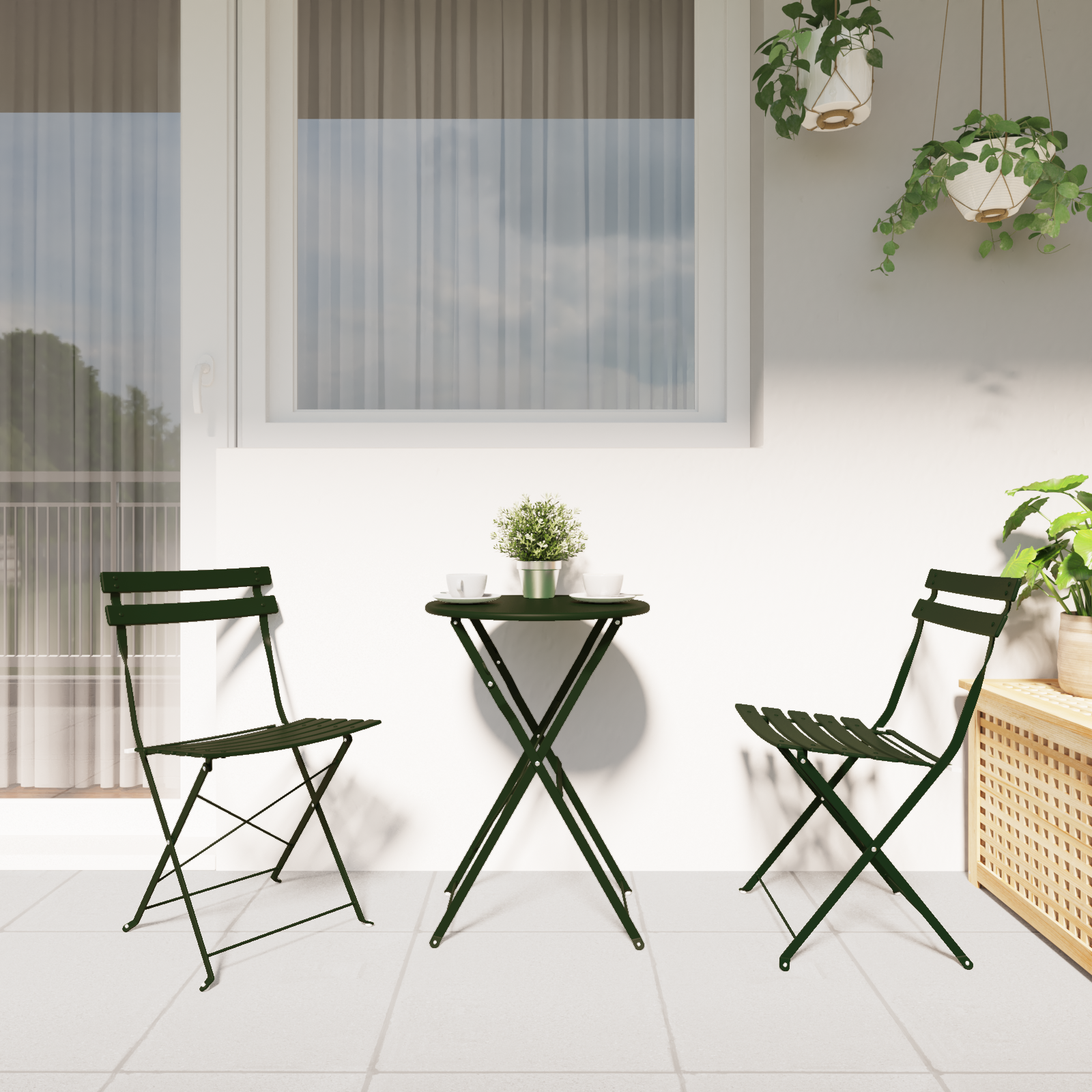 vidaXL Tuinstoelen 2 st inklapbaar staal donkergroen