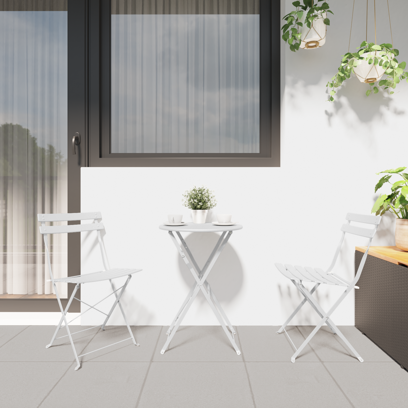 vidaXL Tuinstoelen 2 st inklapbaar staal wit
