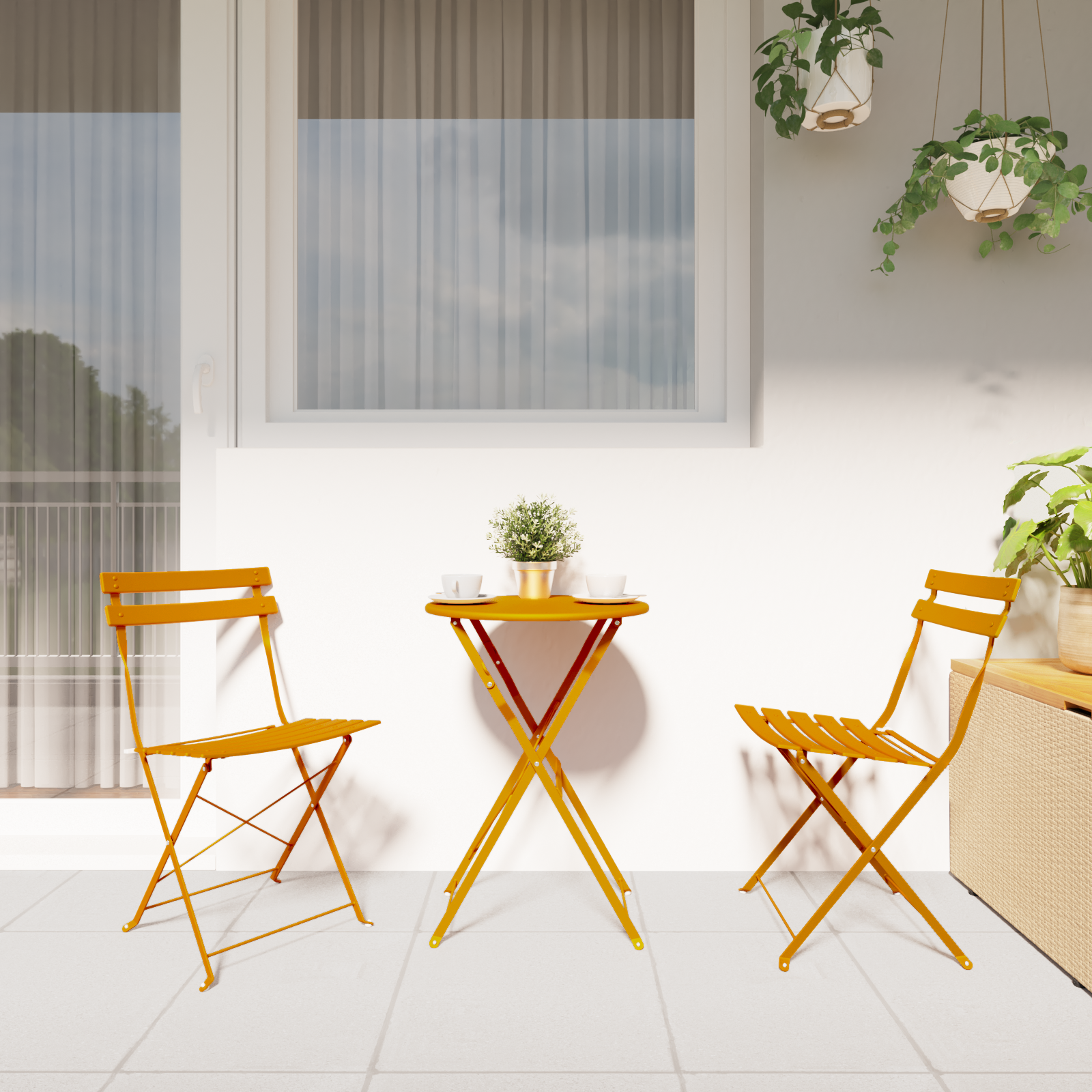 vidaXL Tuinstoelen 2 st inklapbaar staal mosterdgeel