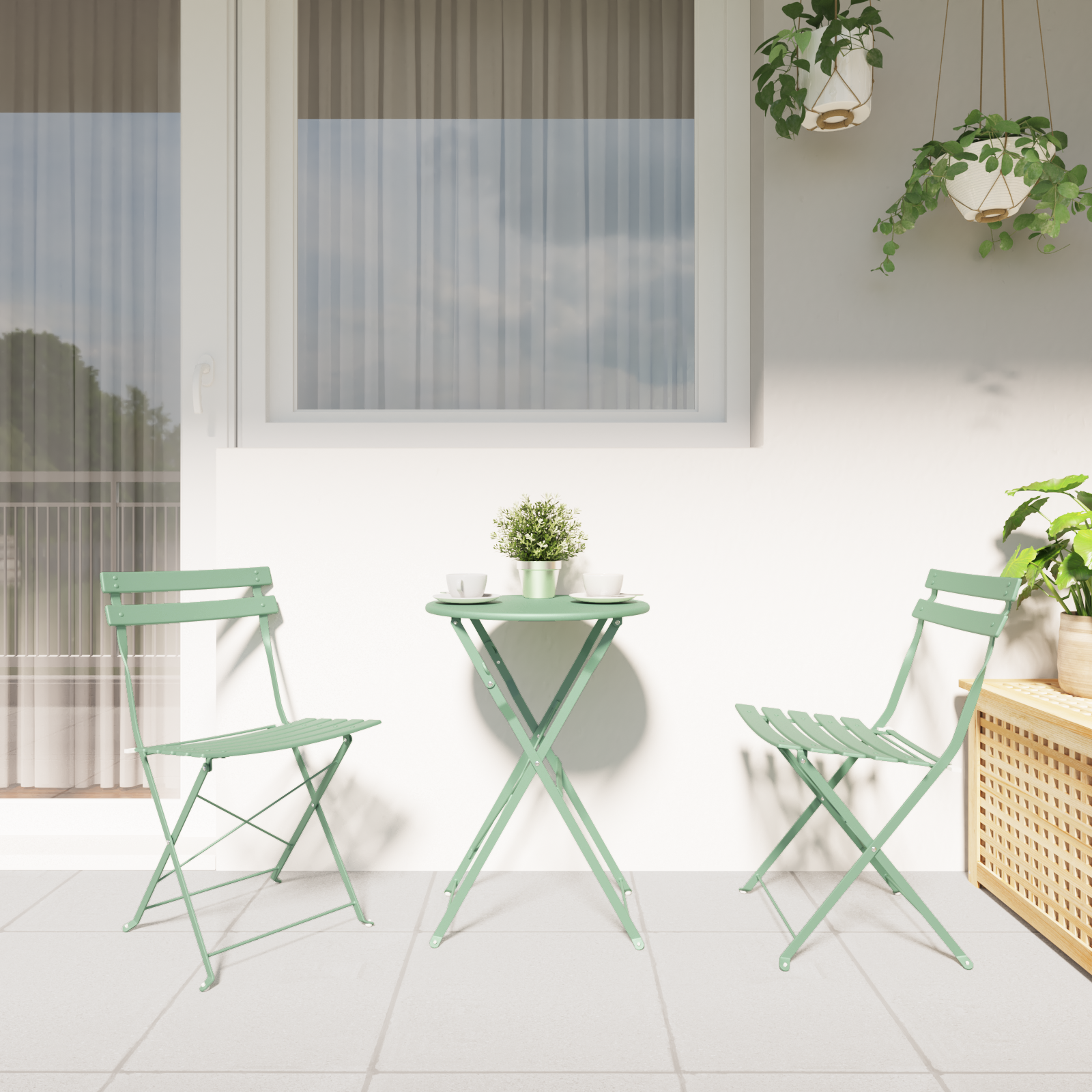 vidaXL Tuinstoelen 2 st inklapbaar staal lichtmint