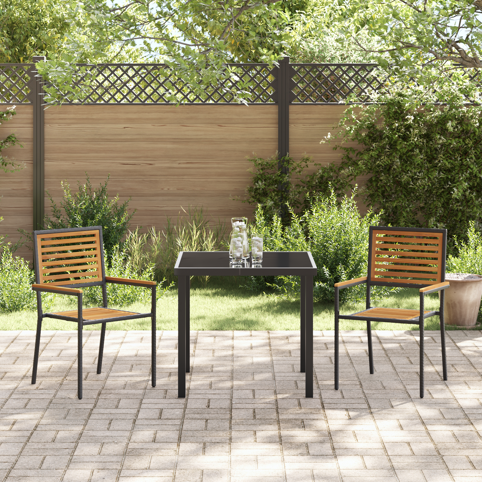 vidaXL Stapelbare Ligbedden - 2-Pack, Zwart Poly Rattan