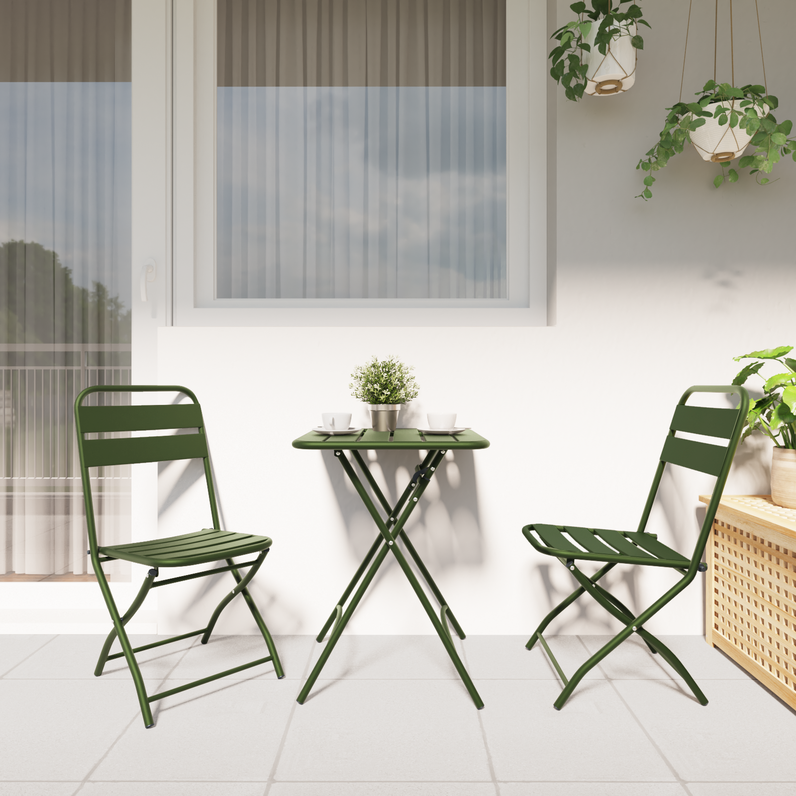 vidaXL Tuinstoelen 2 st inklapbaar 42x52x82 cm staal donkergroen